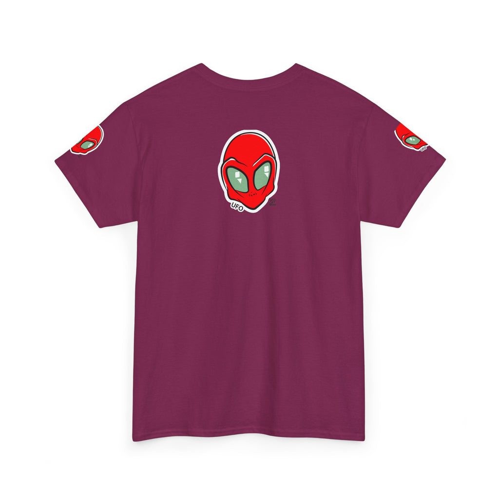 Red Alien Head UFO Tee | Retro Space Graphic T-Shirt