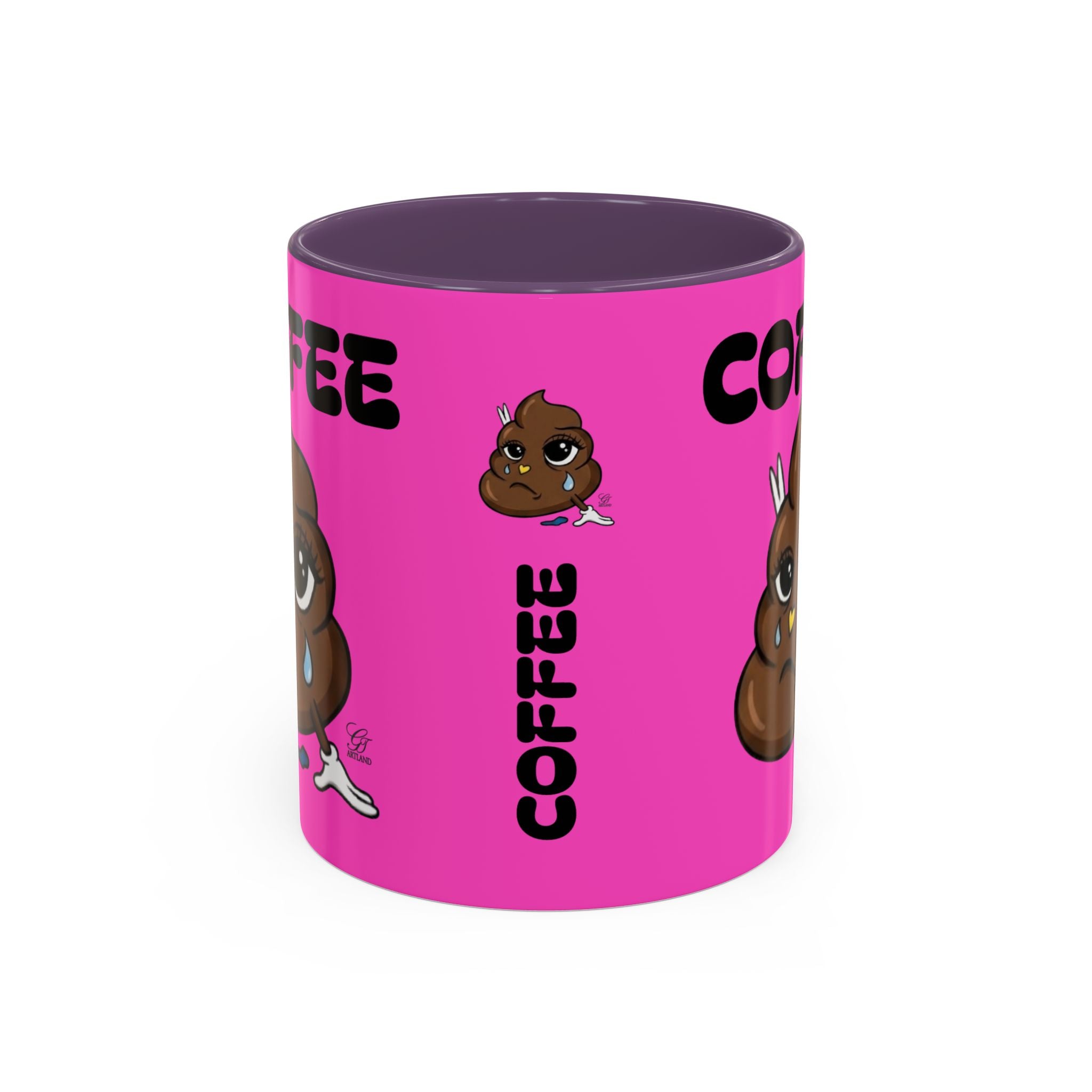 Coffee Mug — Pink 'Coffee' Sad Poop Emoji Accent Ceramic Mug (11/15oz) by GT Artland