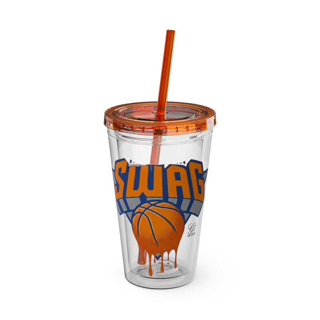 Swag Dripping Basketball Tumbler | 16oz Straw Cup by GT Artland