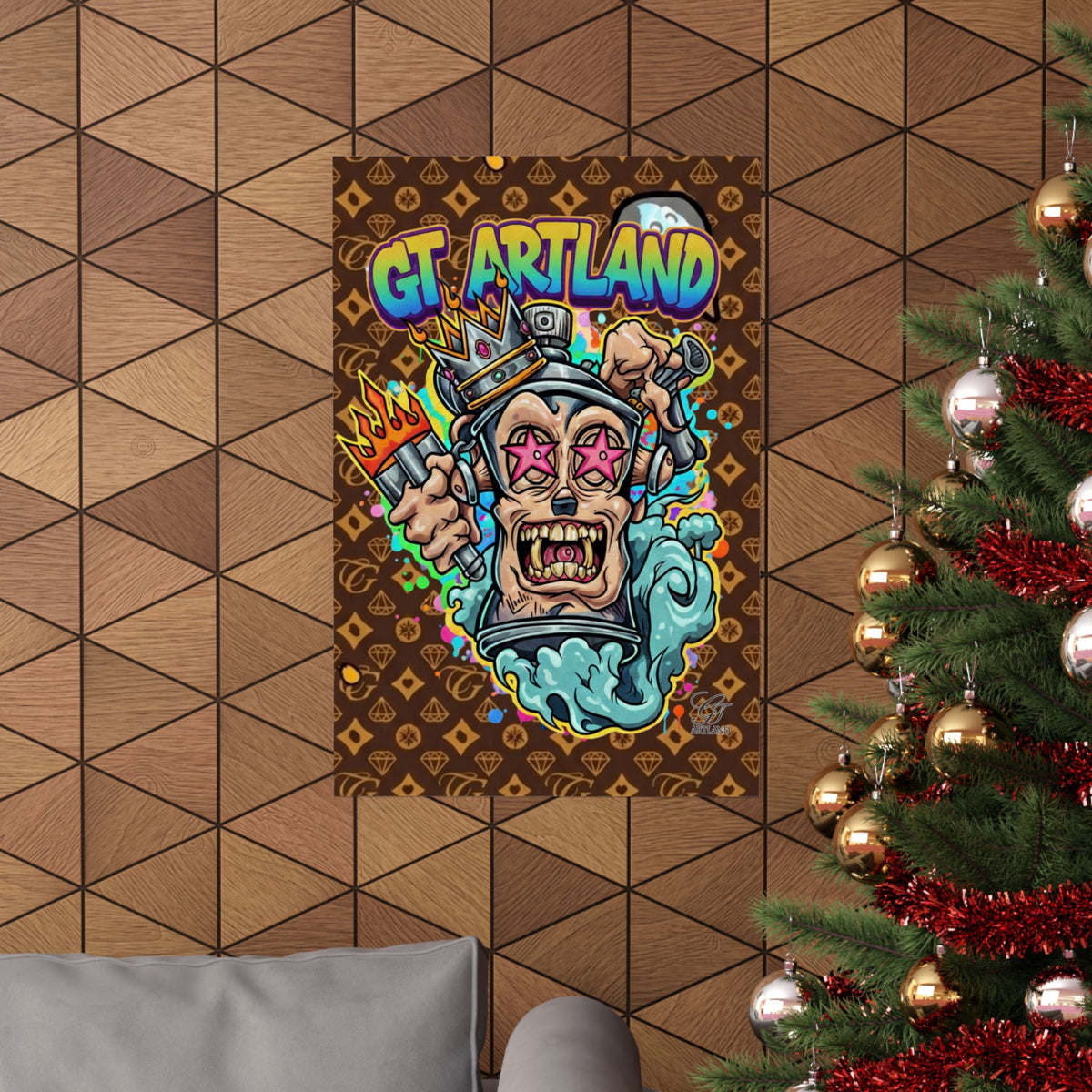 Graffiti King Skull Matte Vertical Poster | Urban Street Art, Colorful Illustration by GT Artland