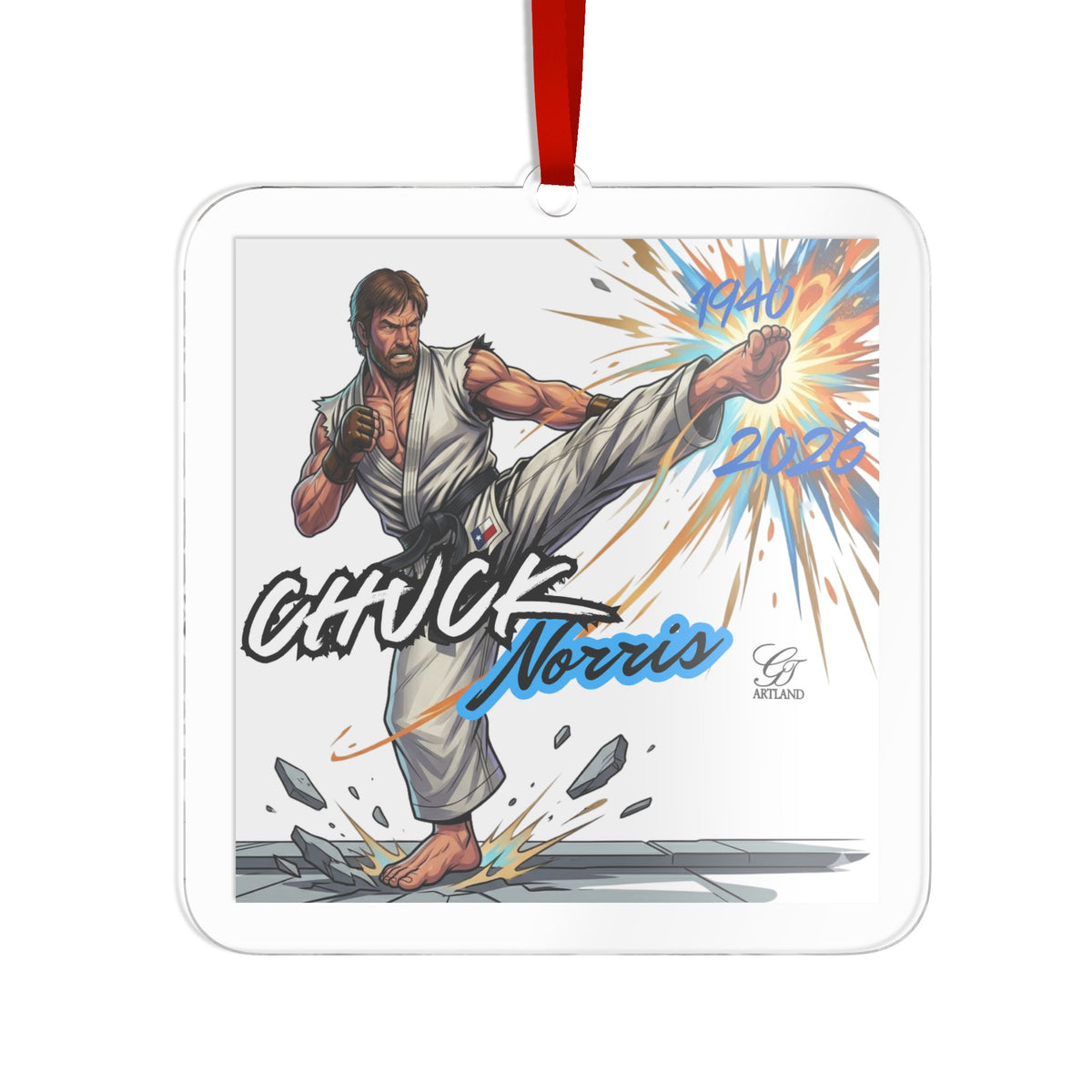 Chuck Norris Martial Arts Custom Cut Acrylic Ornament by GT Artland