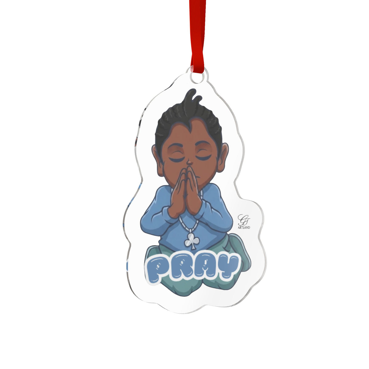 Pray Boy Custom Cut Acrylic Ornament by GT Artland