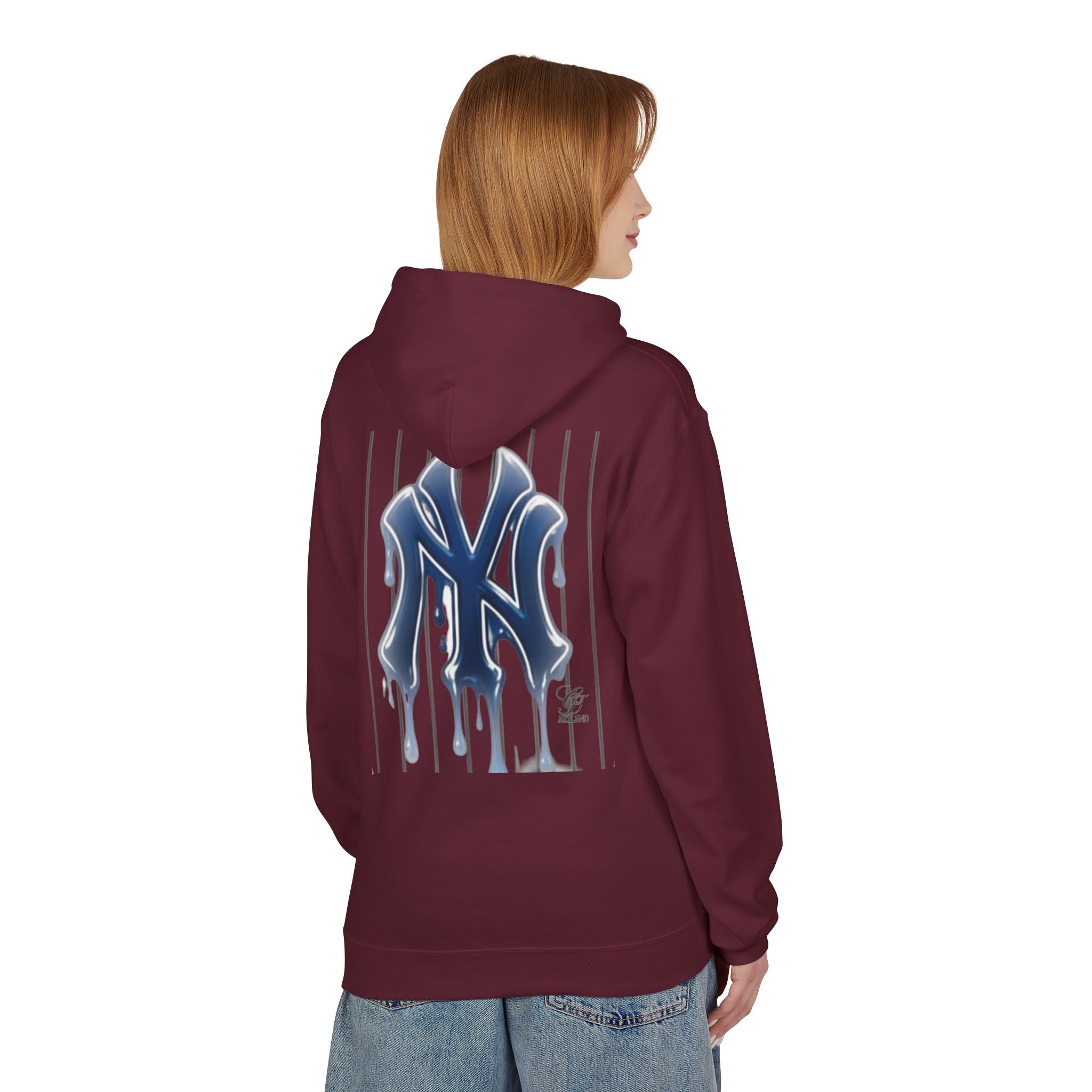 Dripping NY Fan Gear Logo Hoodie | Baseball Pinstripe Streetwear by GT Artland