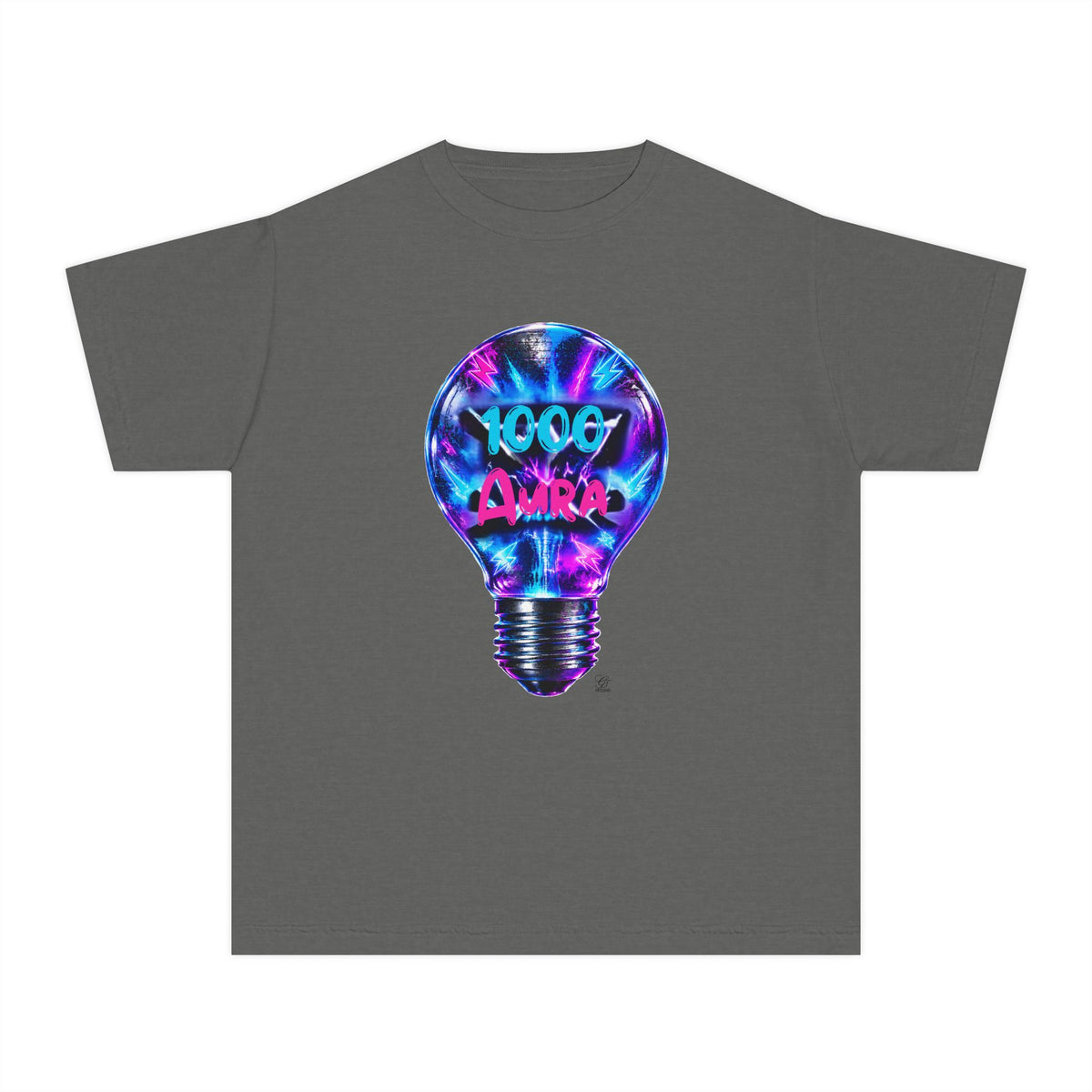 Colorful Light Bulb Youth T-Shirt -"1000 AURA" Graphic T-Shirt