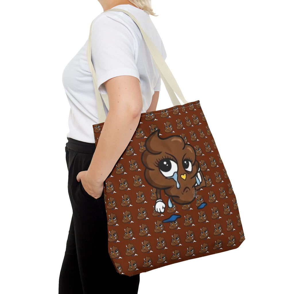 Glizzee Cute Poop Character Tote Bag | All Over Print Cartoon Pattern by GT Artland