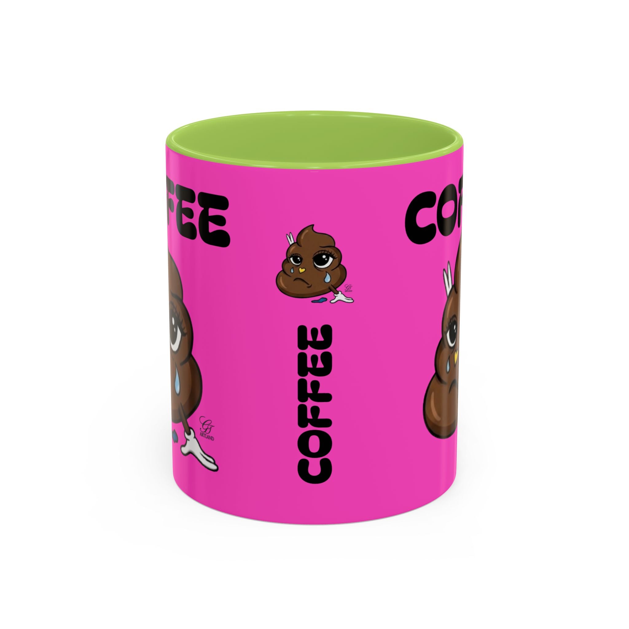 Coffee Mug — Pink 'Coffee' Sad Poop Emoji Accent Ceramic Mug (11/15oz) by GT Artland