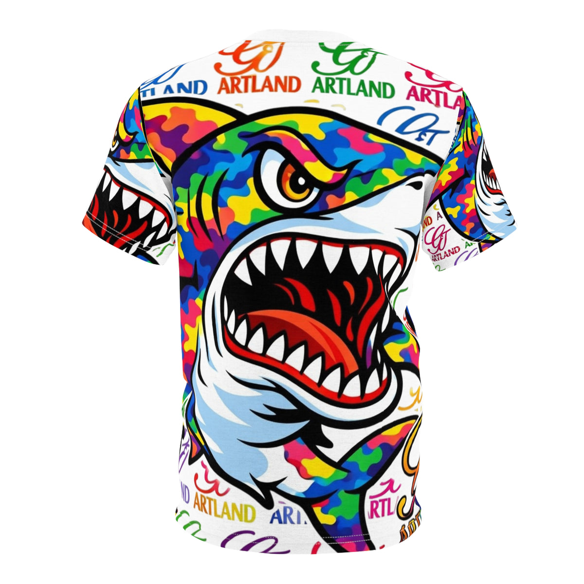 Colorful Designer Shark Bite High Fashion GT Face T-Shirt Cut & Sew Shirt by GT Artland