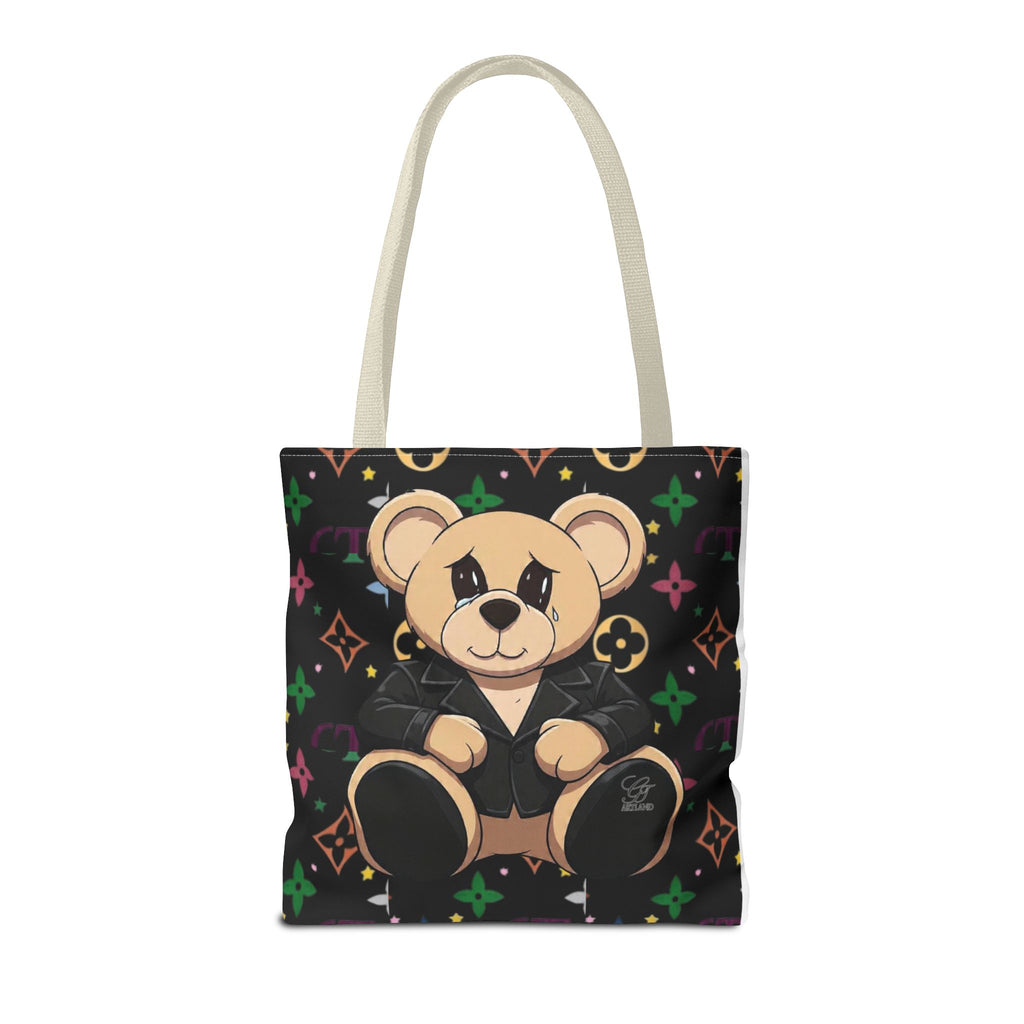 Elite Black Urban Designer Teddy Bear Monogram Tote Bag by GT Artland