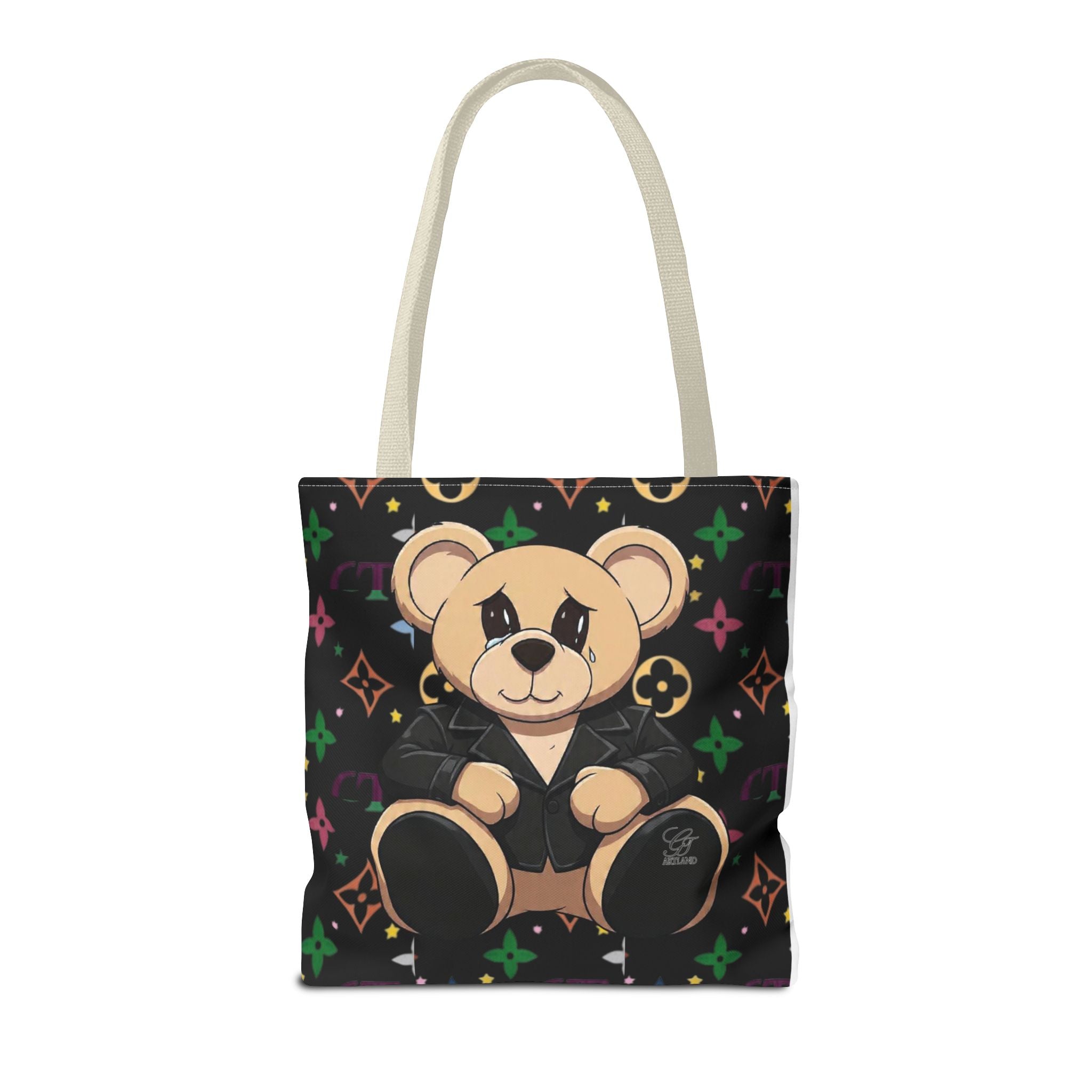 Elite Black Urban Designer Teddy Bear Monogram Tote Bag by GT Artland