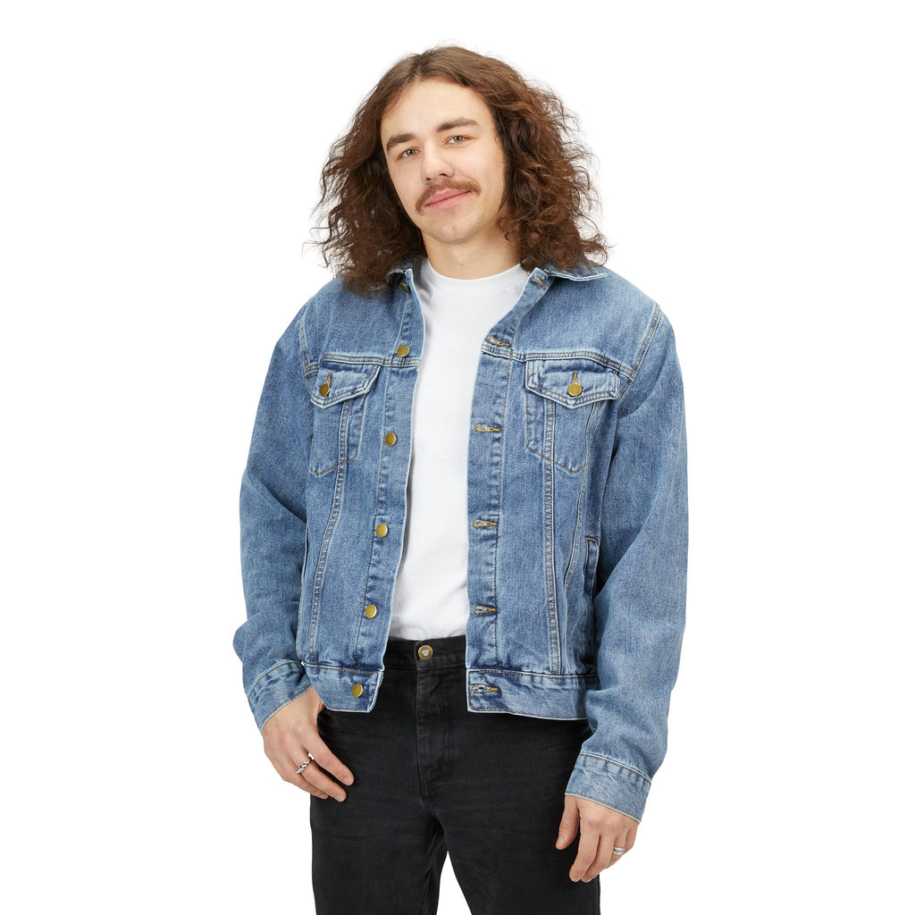 Karate Master Chuck Norris Flames Men's Denim Jacket | Martial Arts Back Patch by GT Artland