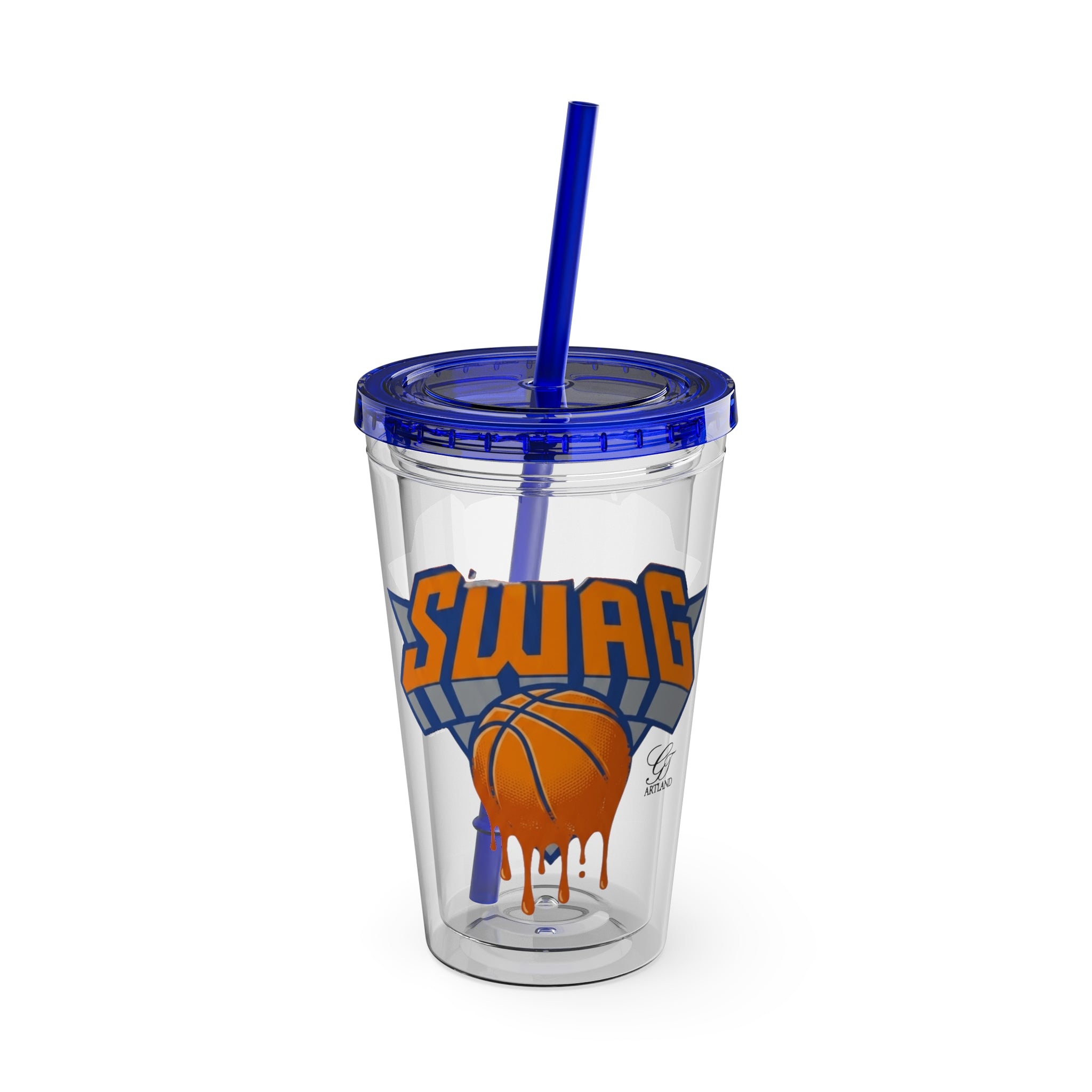 Dripping Basketball SWAG Tumbler | 16oz Clear Cup with Straw by GT Artland