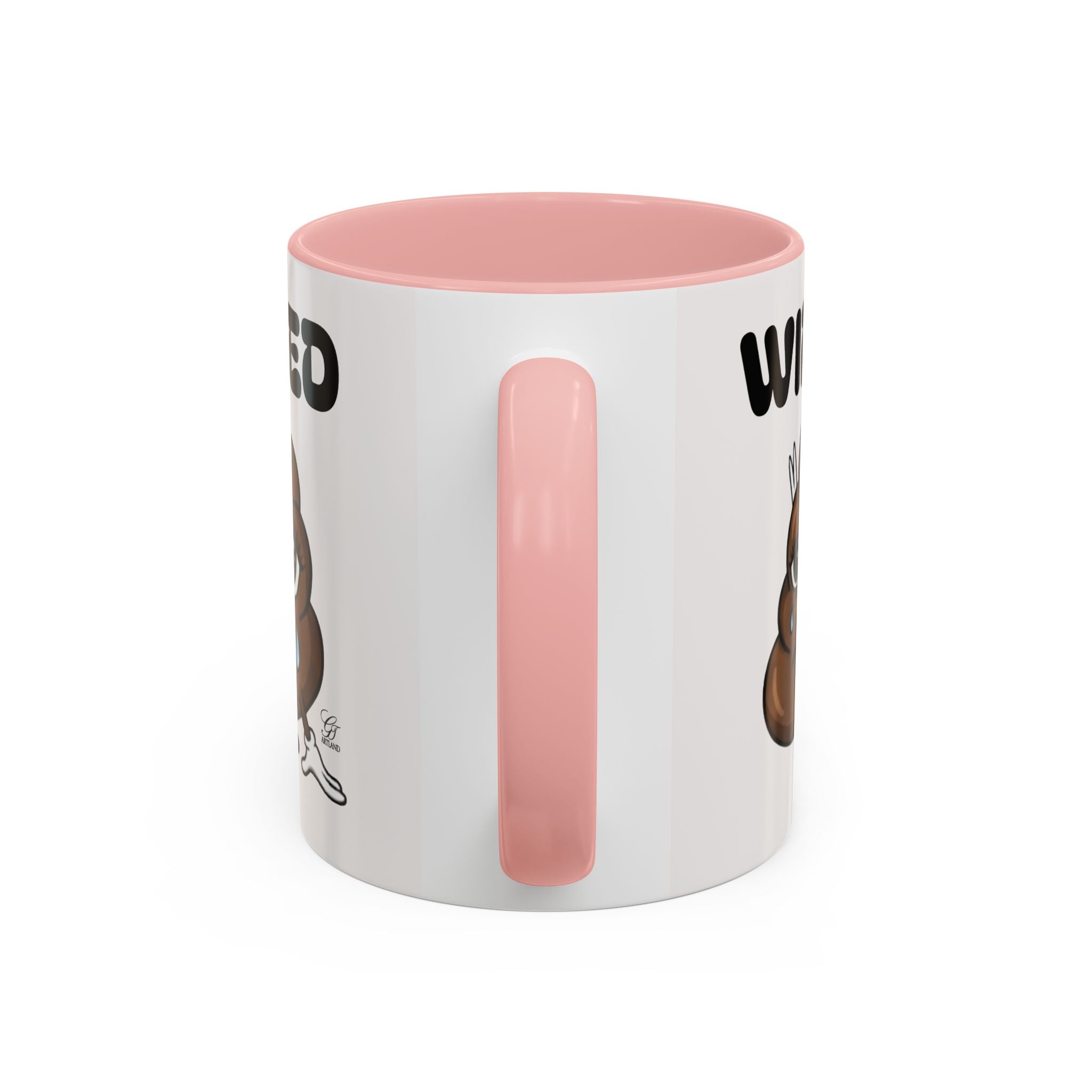Wired Coffee Mug — Funny Poop Emoji Design Accent Mug (11/15 oz) by GT Artland