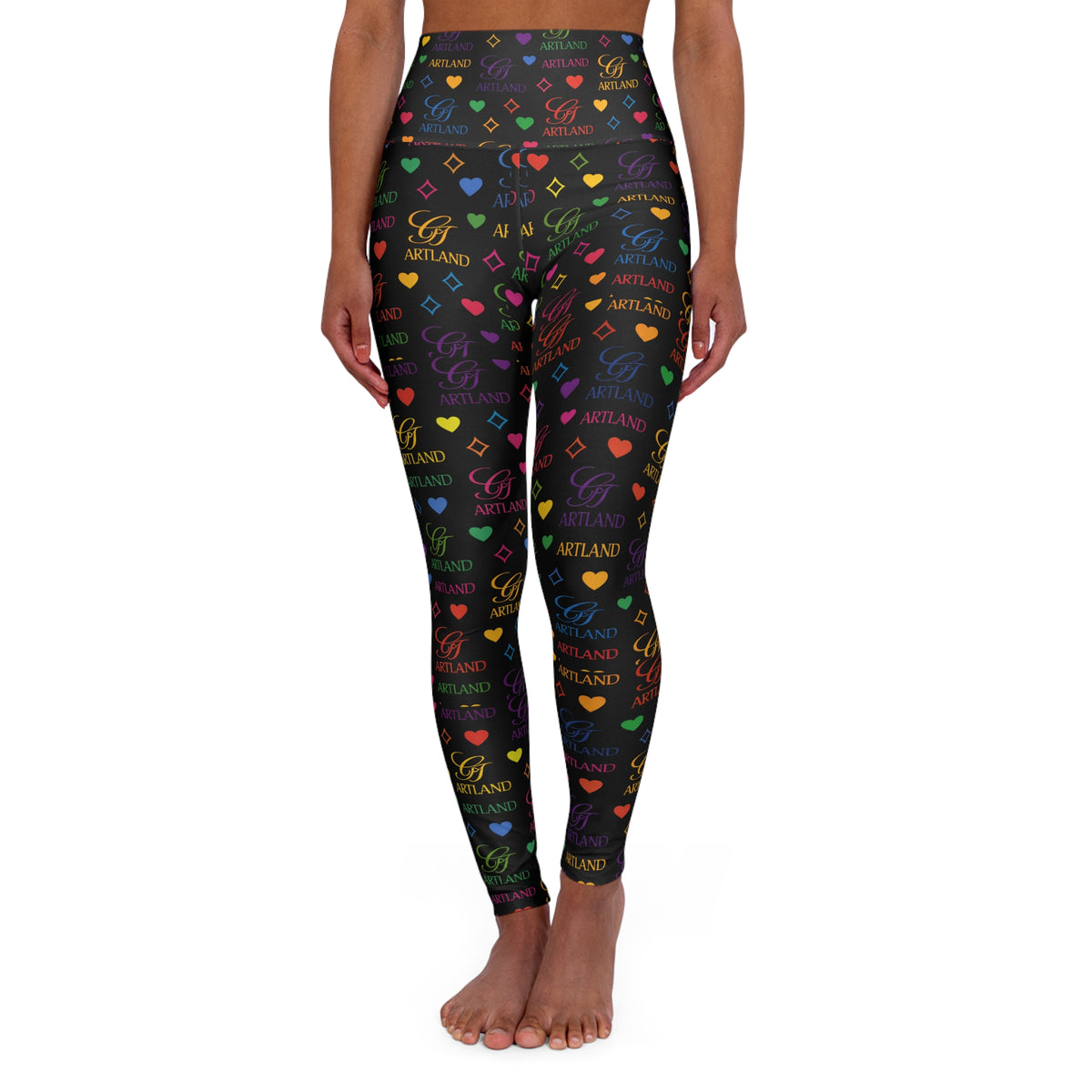 Colorful Heart and GT Artland Pattern Leggings | High Waisted Yoga Leggings by GT Artland