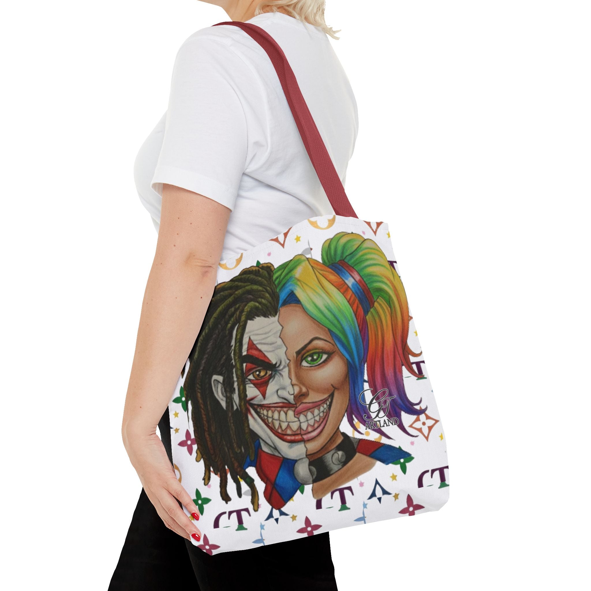 Two Faced Clown Couple Face Tote Bag – Urban Duo Swag by GT Artland