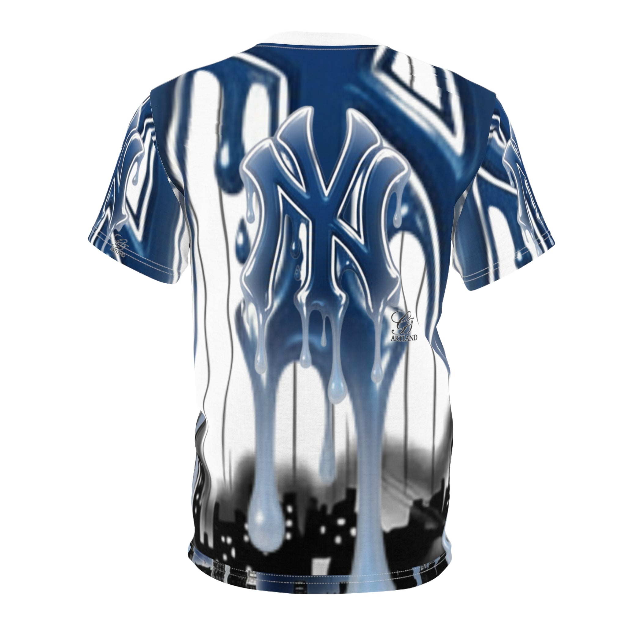 Yank Drip High Speed Drift Designer Dripping NY Logo Tee |Baseball Cityscape by GT Artland
