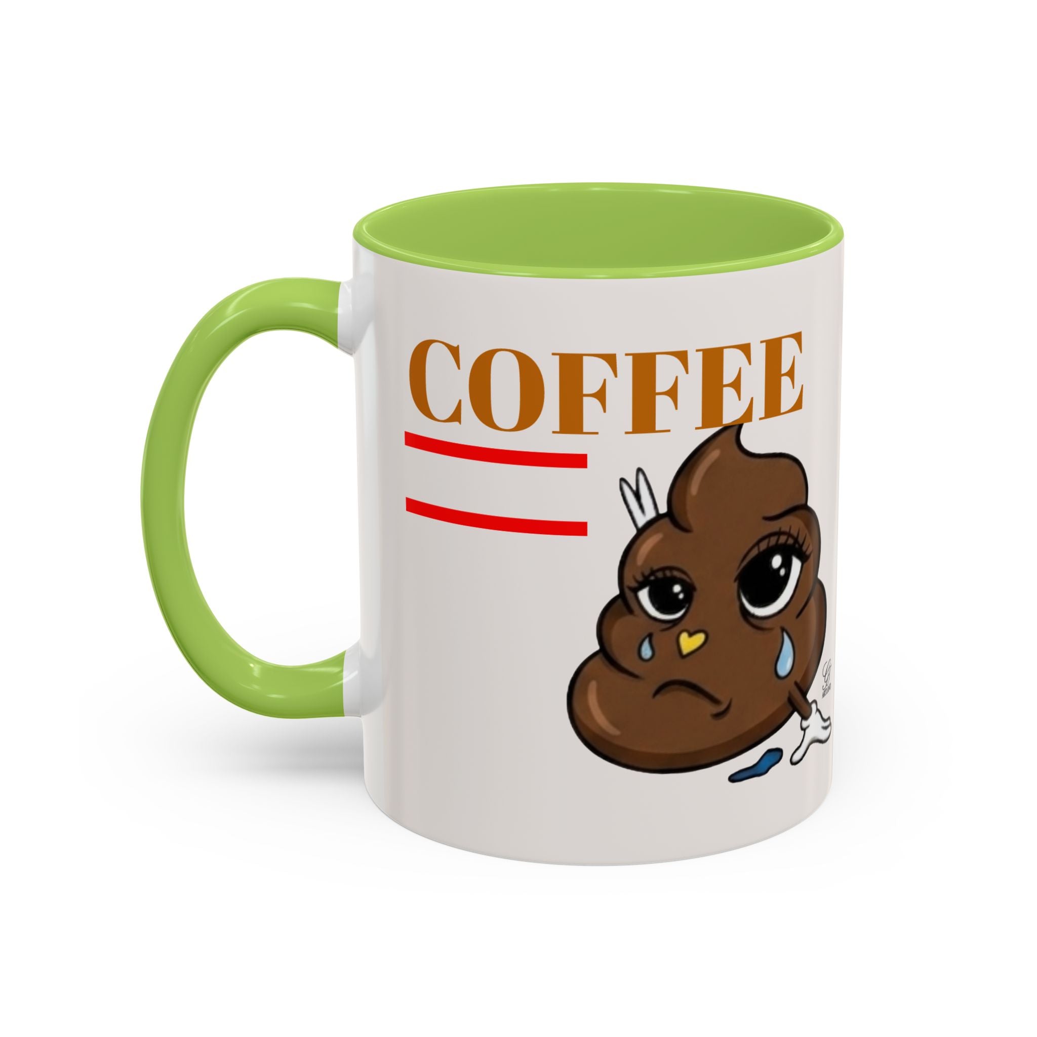 Coffee Mug — Sad Coffee Poop Emoji Designer Toon Accent Mug (11/15oz) by GT Artland