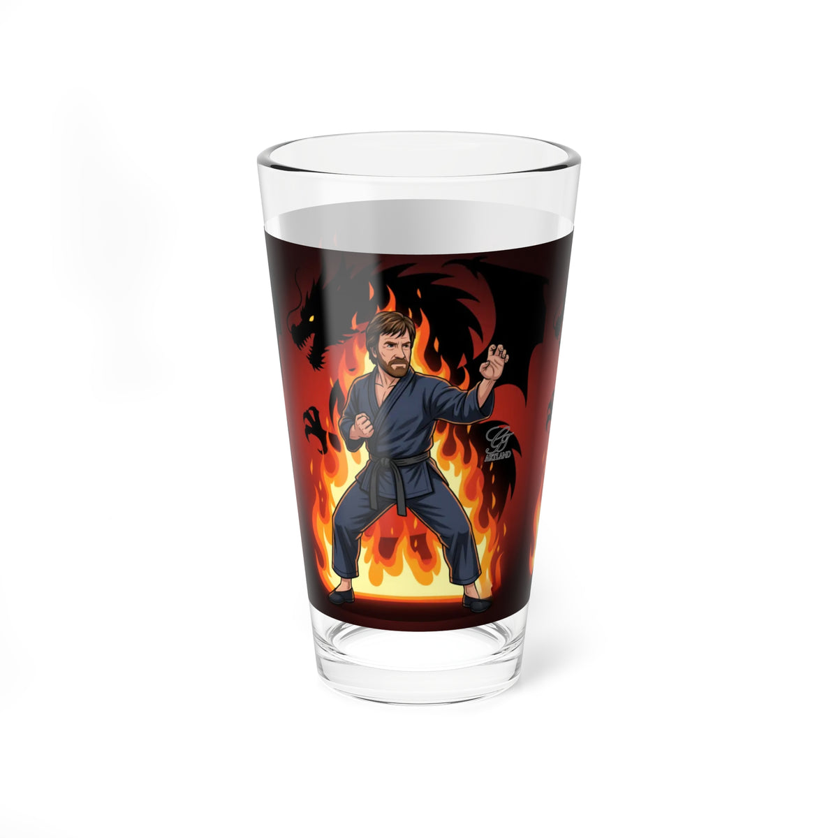 Martial Artist Chuck Norris Flames Mixing Glass | 16oz by GT Artland