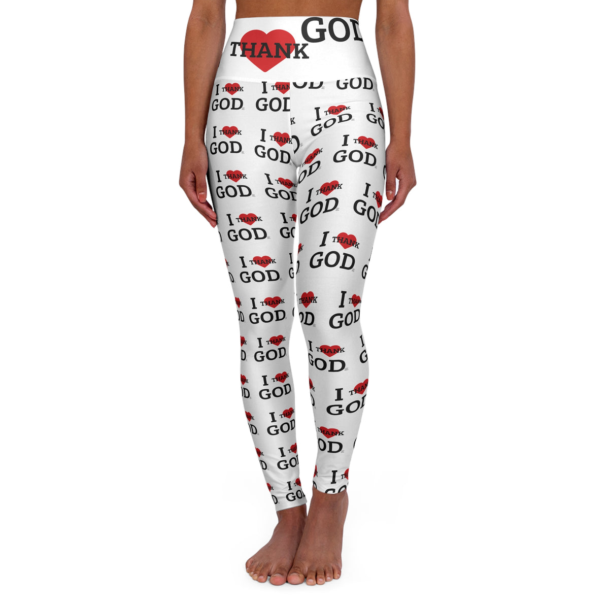 I Love God Pattern Leggings | High Waisted Yoga Leggings by GT Artland