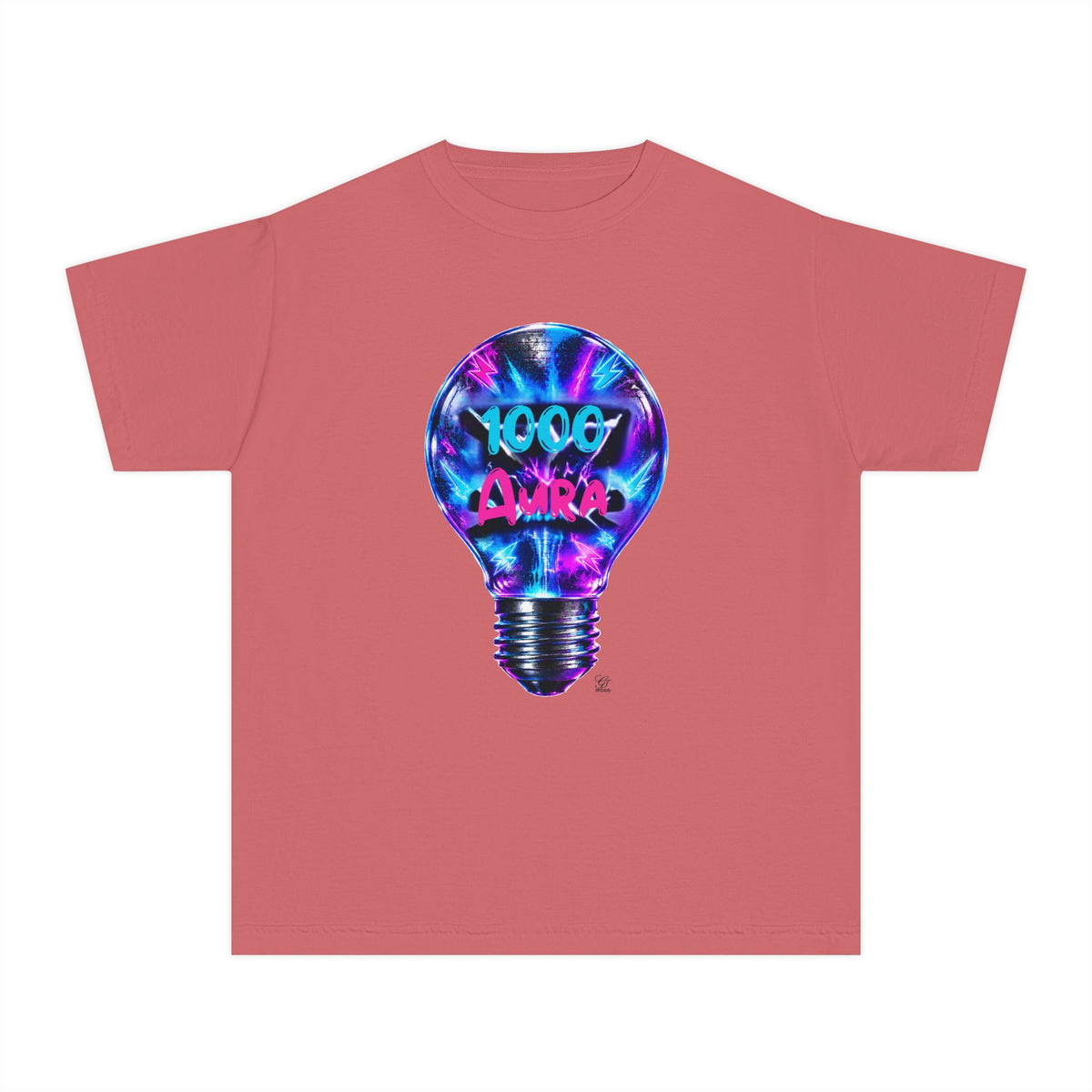 Colorful Light Bulb Youth T-Shirt -"1000 AURA" Graphic T-Shirt