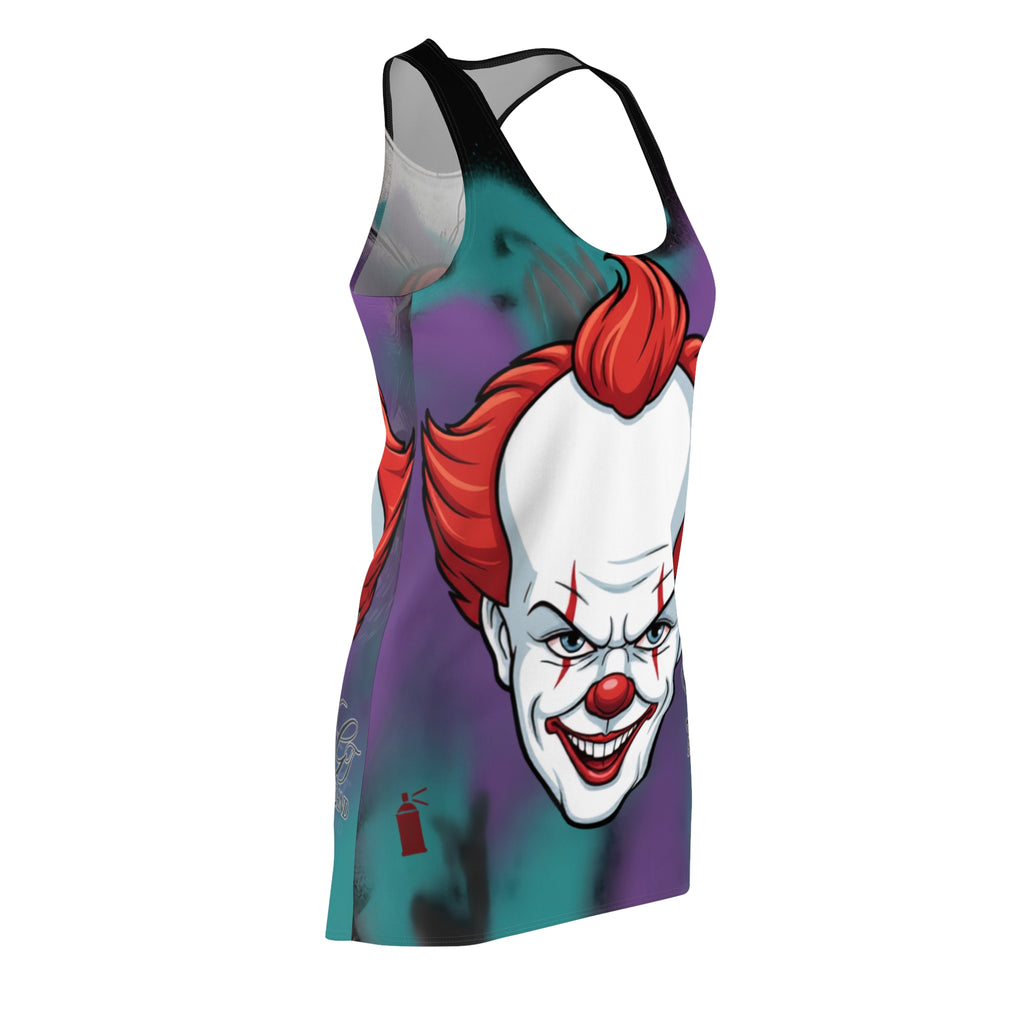 Scary Clown Face Racerback Dress | Horror Carnival Print