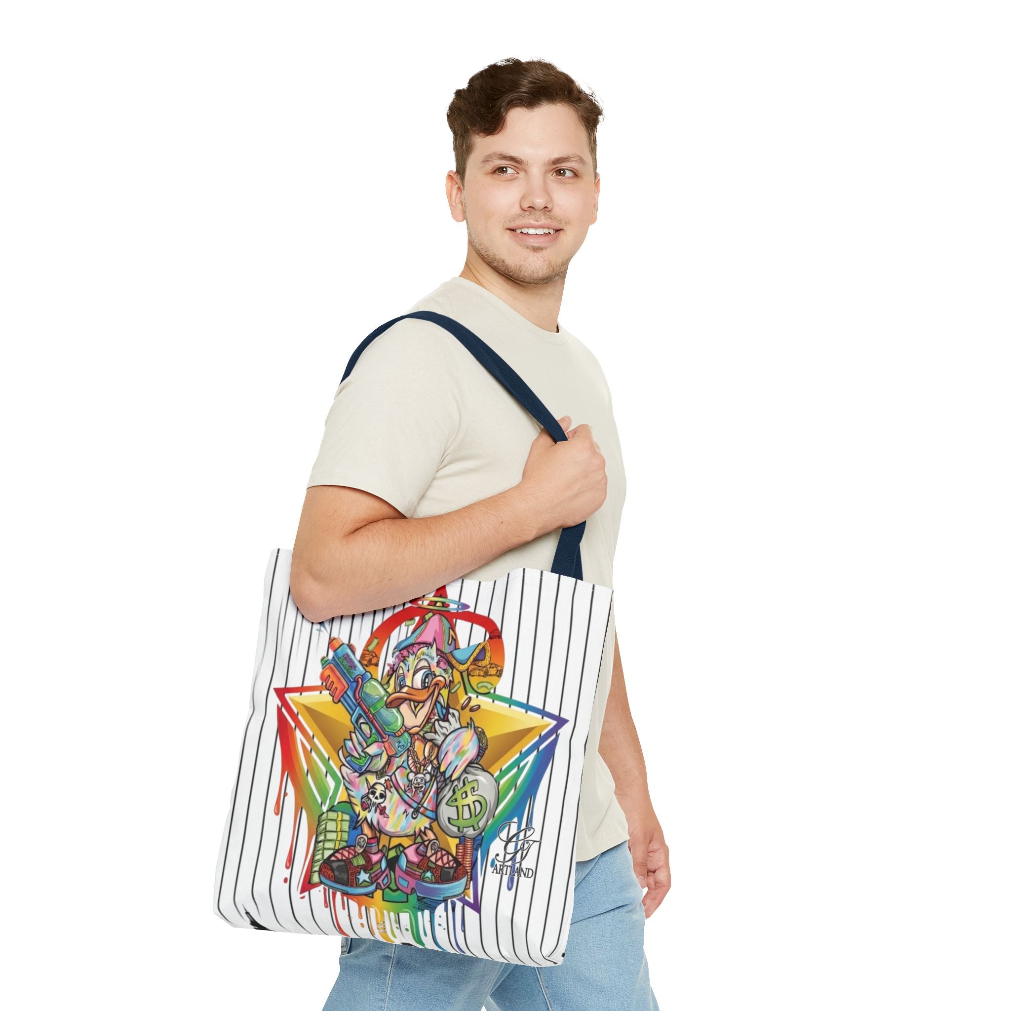 Graffiti Duck Urban Colorful Drip Tote Bag — Colorful Street Art by GT Artland