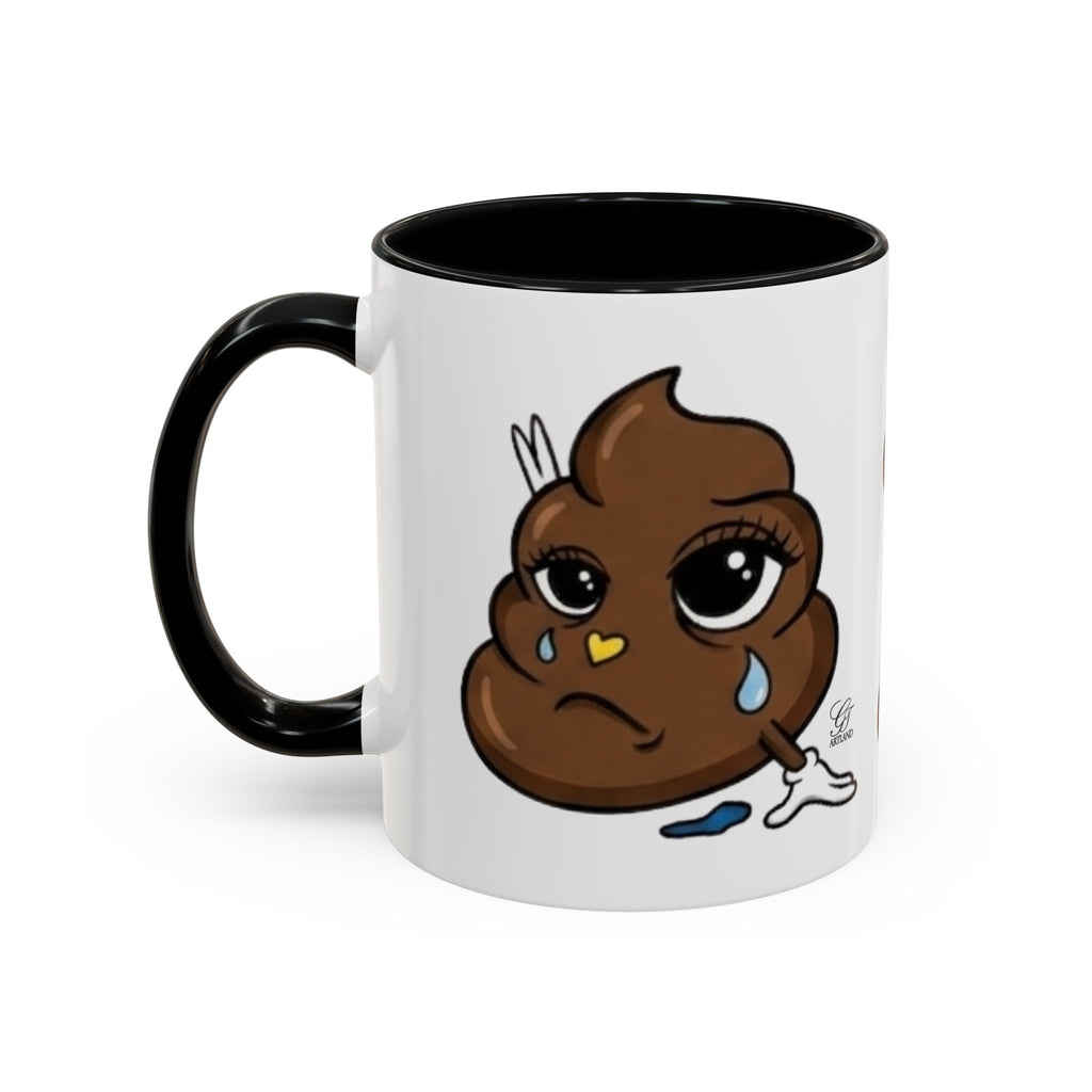 Sad Poop Emoji Coffee Mug — Funny Kawaii Gag Gift Accent Mug by GT Artland