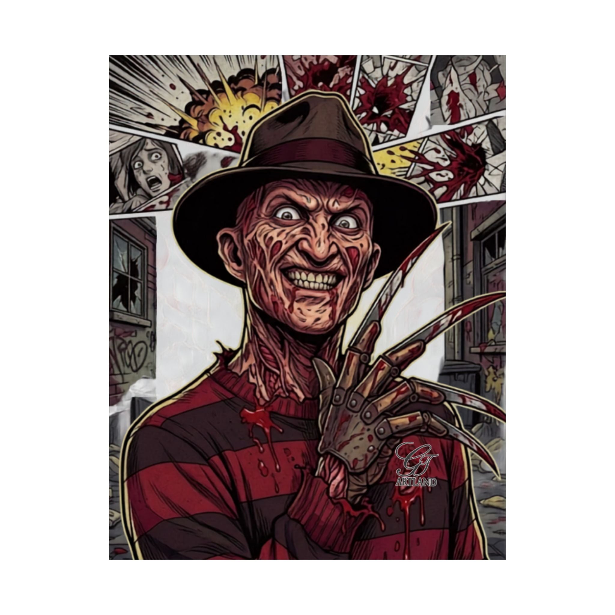 Elm Street Gangsta Horror Matte Vertical Posters by GT Artland