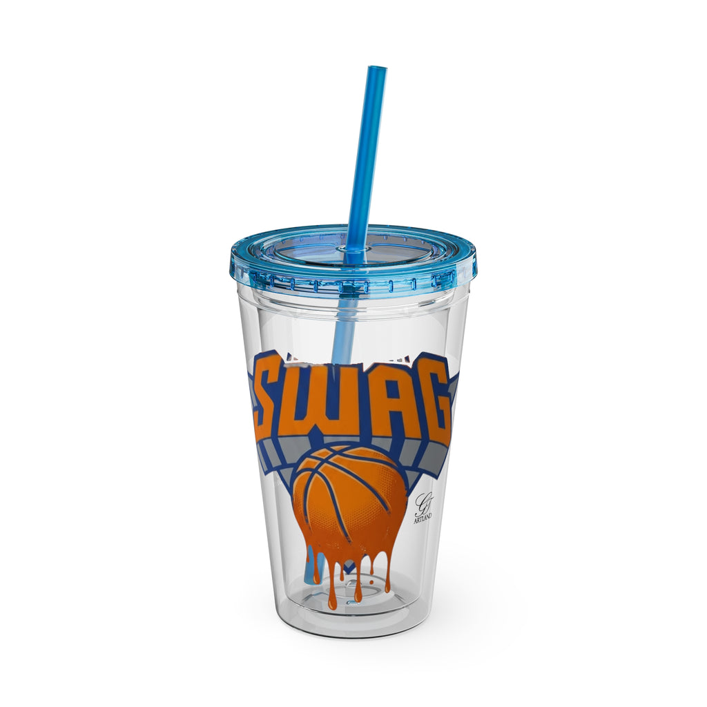 Swag Dripping Basketball Tumbler | 16oz Straw Cup by GT Artland