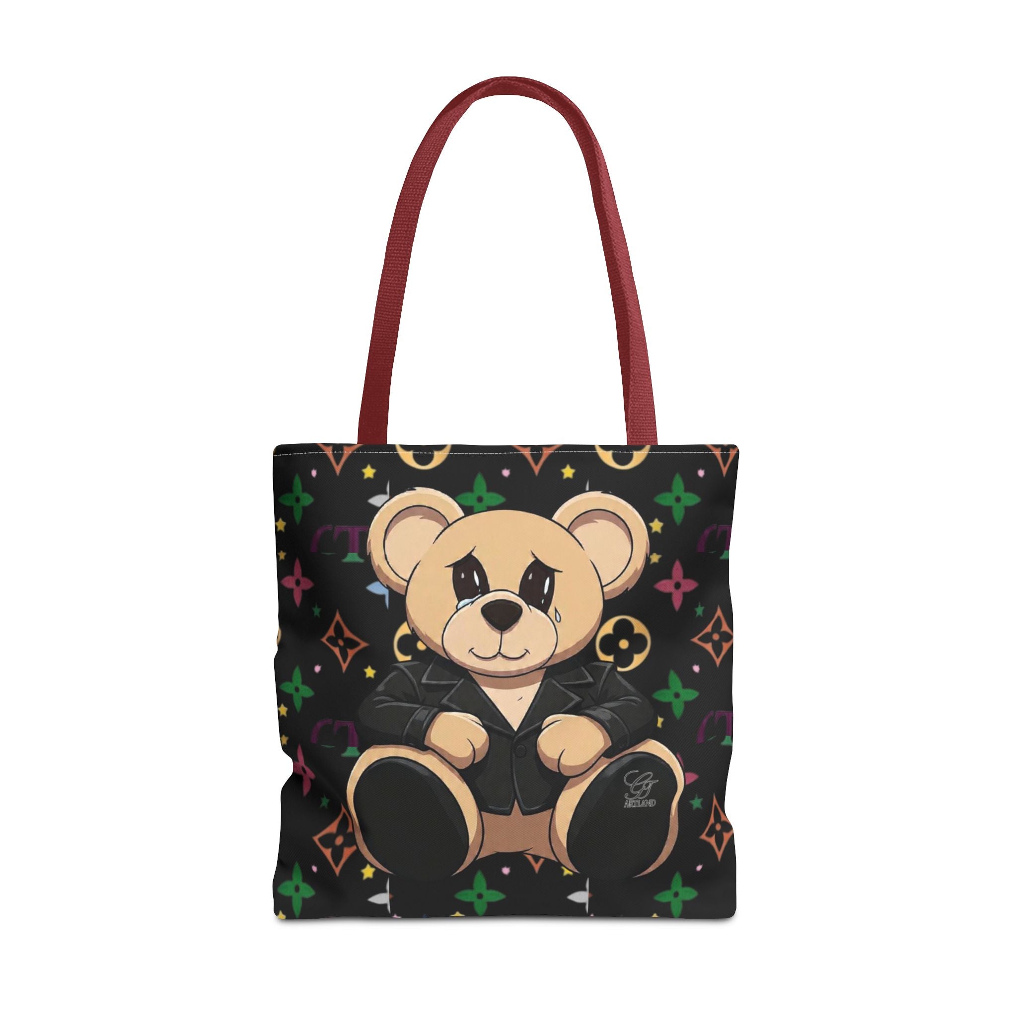 Elite Black Urban Designer Teddy Bear Monogram Tote Bag by GT Artland