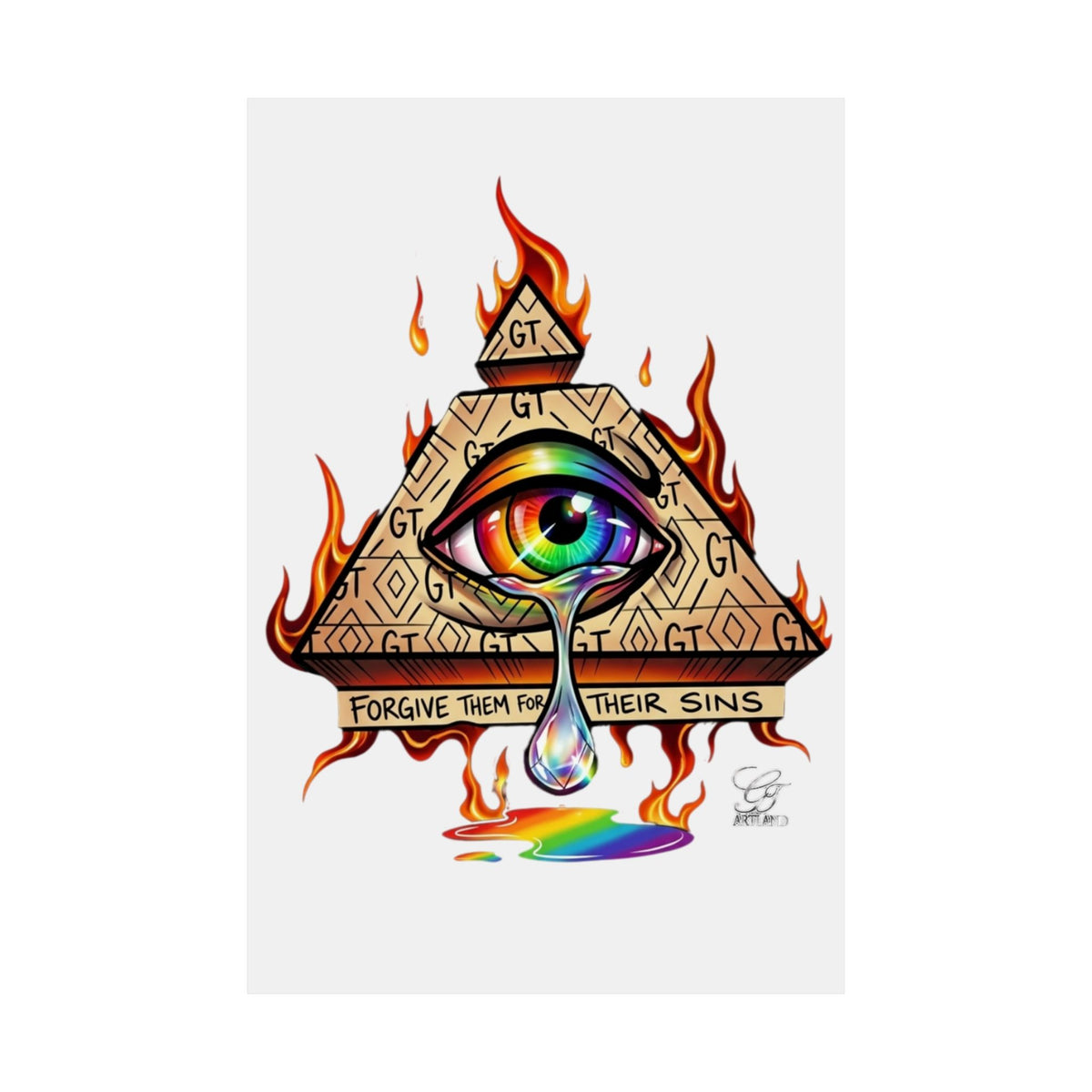 Forgive Them For Their Sins Eye Pyramid Poster | Matte Vertical Art  by GT Artland