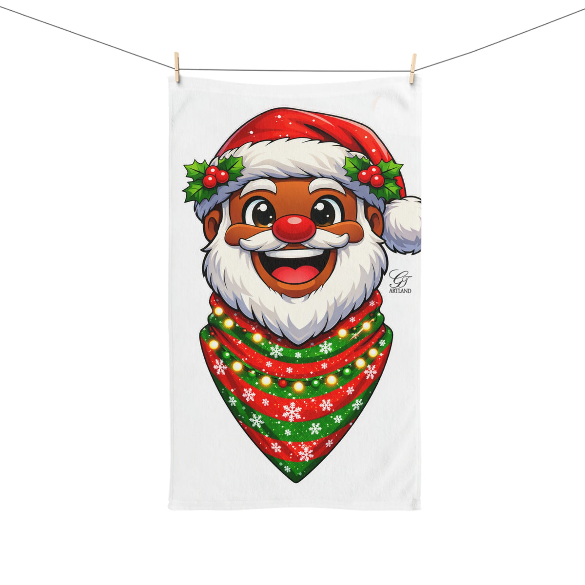 Ebony xmas santa designer Hand Towel by GT Artland