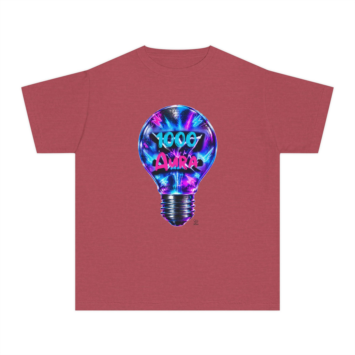 Colorful Light Bulb Youth T-Shirt -"1000 AURA" Graphic T-Shirt