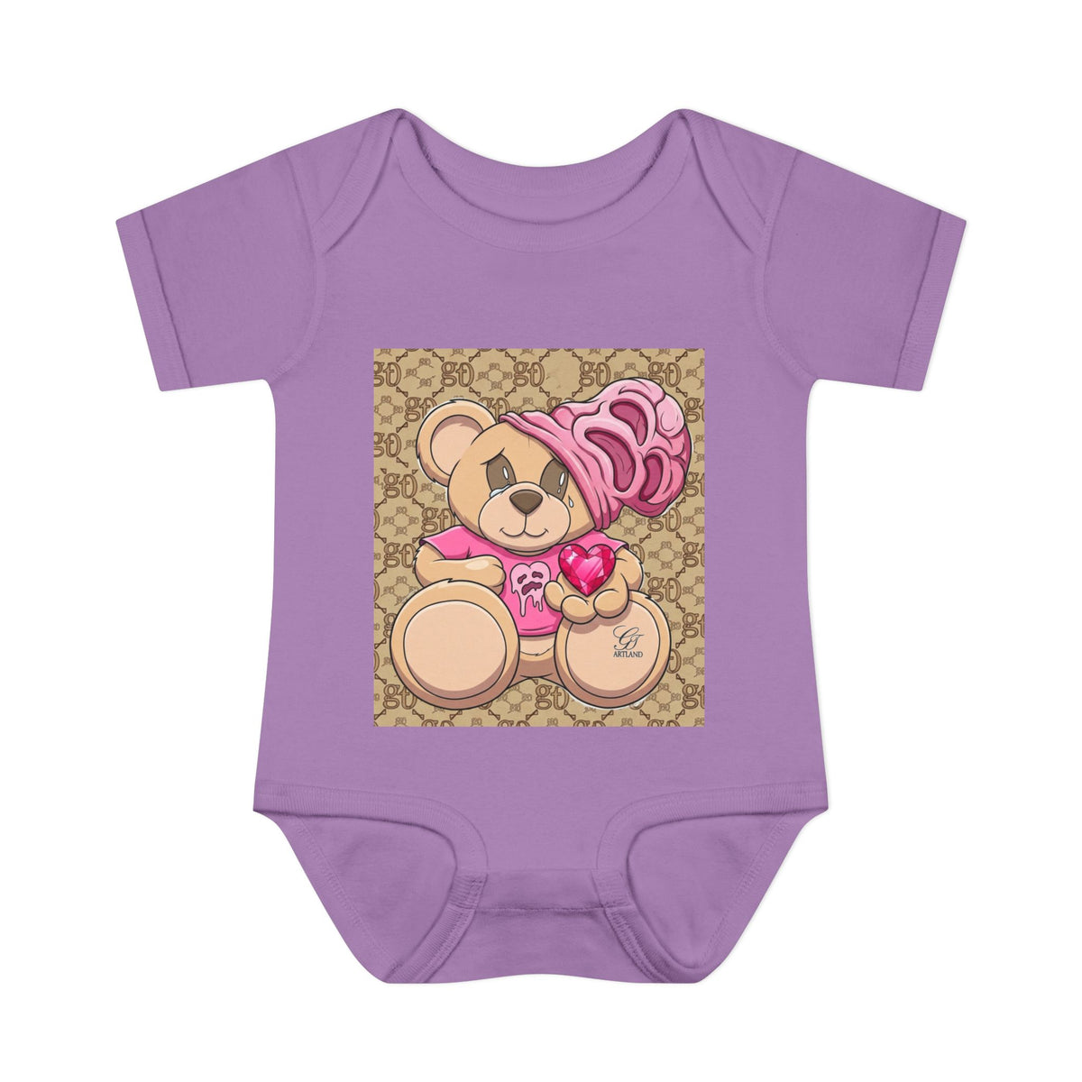 Pink Heart Teddy Bear Infant Bodysuit by GT Artland