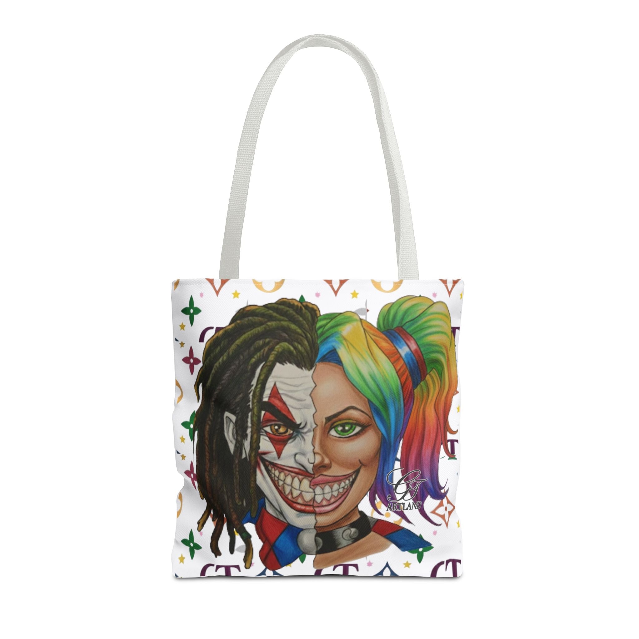 Two Faced Clown Couple Face Tote Bag – Urban Duo Swag by GT Artland