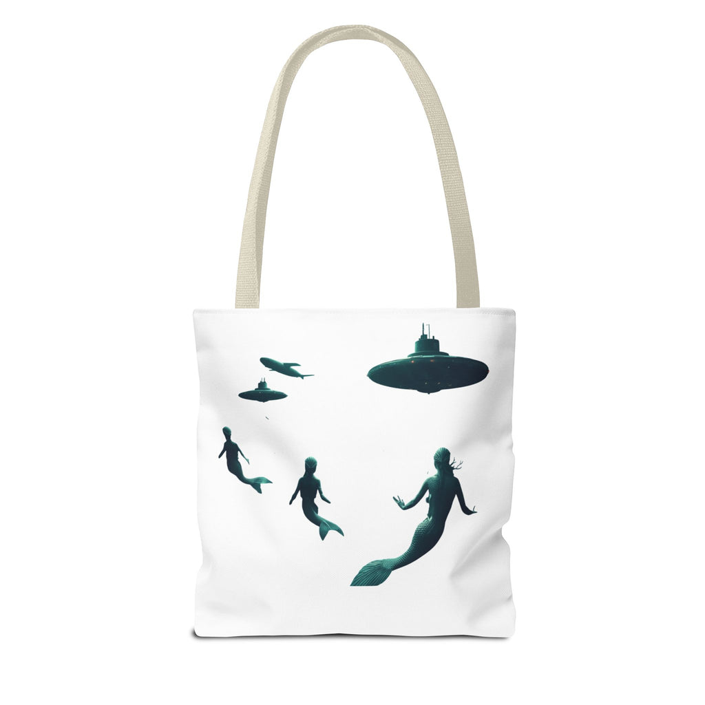 Ocean Inspired Mermaid UFOs Tote Bag With A Underwater Alien Scene