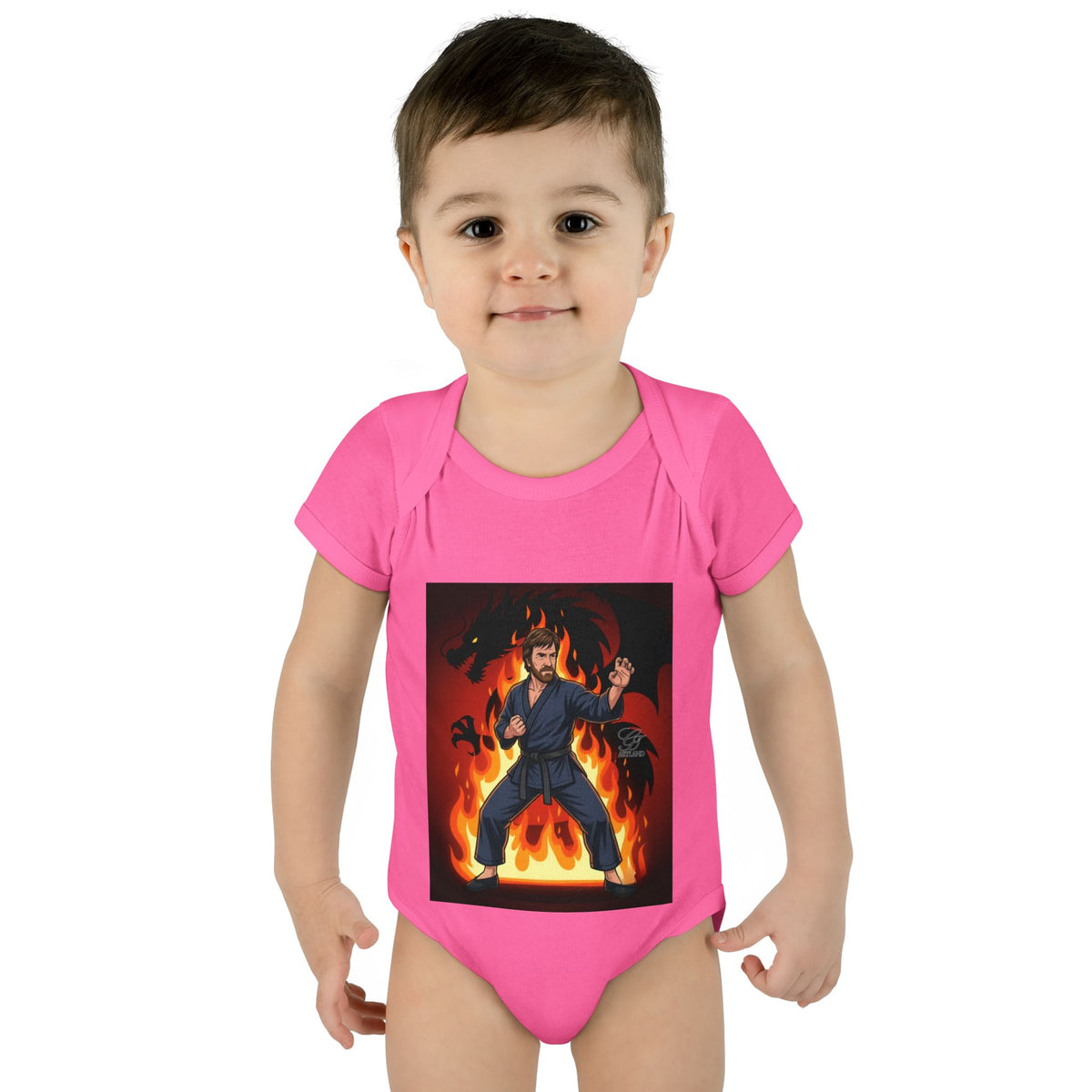 Flame Ninja Infant Bodysuit | Dragon Fire Martial Arts Baby Onesie