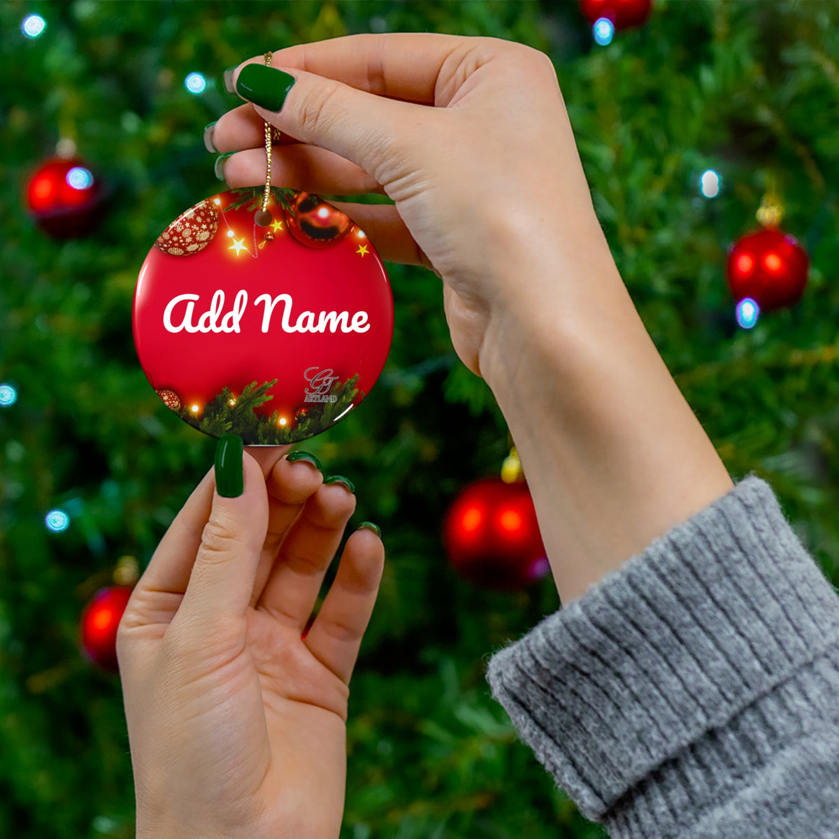 Copy of GT Artland Logo Monogram Ceramic Ornament — Personalized Round Holiday Decoration by GT Artland