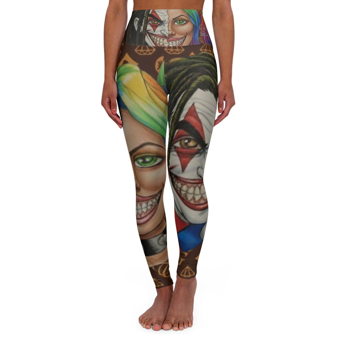 Clown Couple Graffiti Designer High fashion High Waisted Yoga Leggings by GT Artland