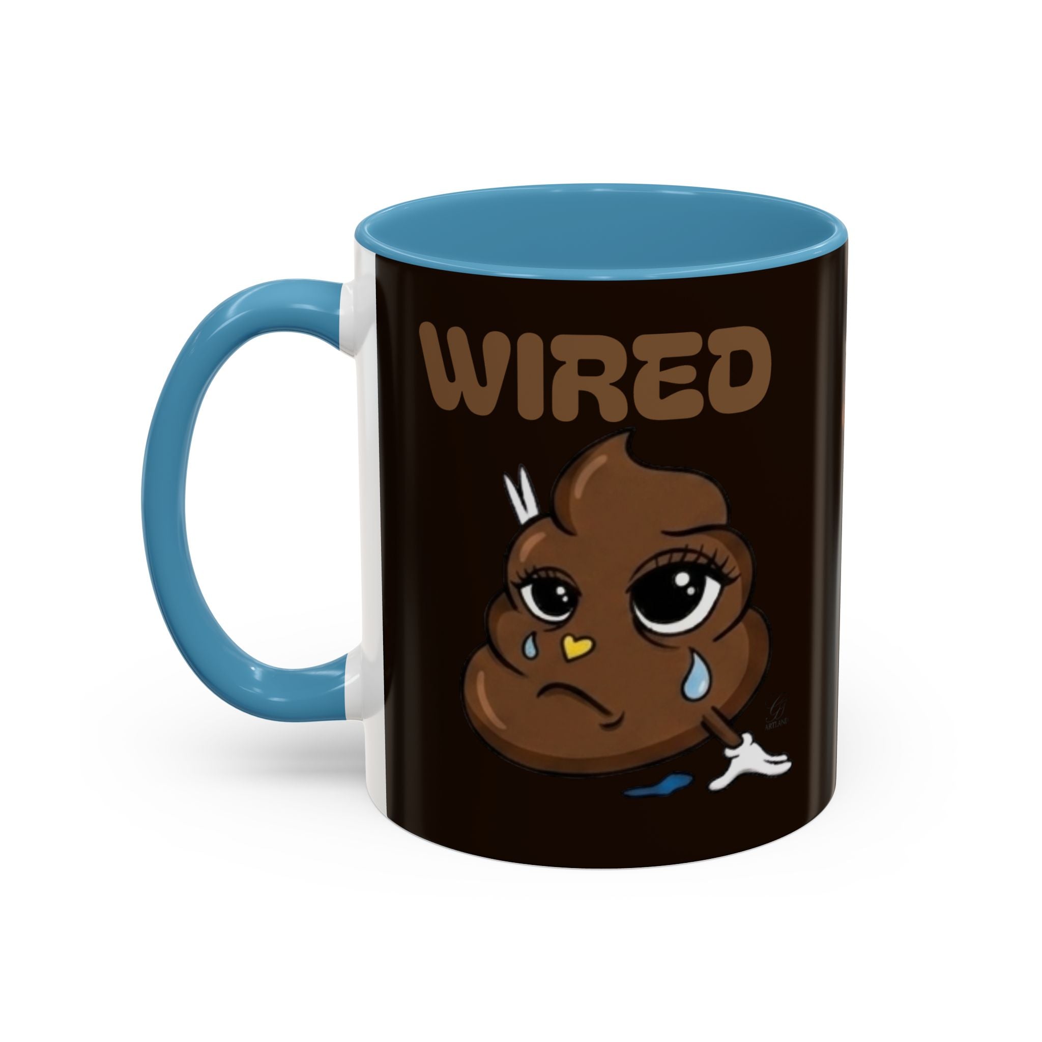 Coffee Mug - "Wired" Cute Poop Emoticon Design (11/15 oz) by GT Artland