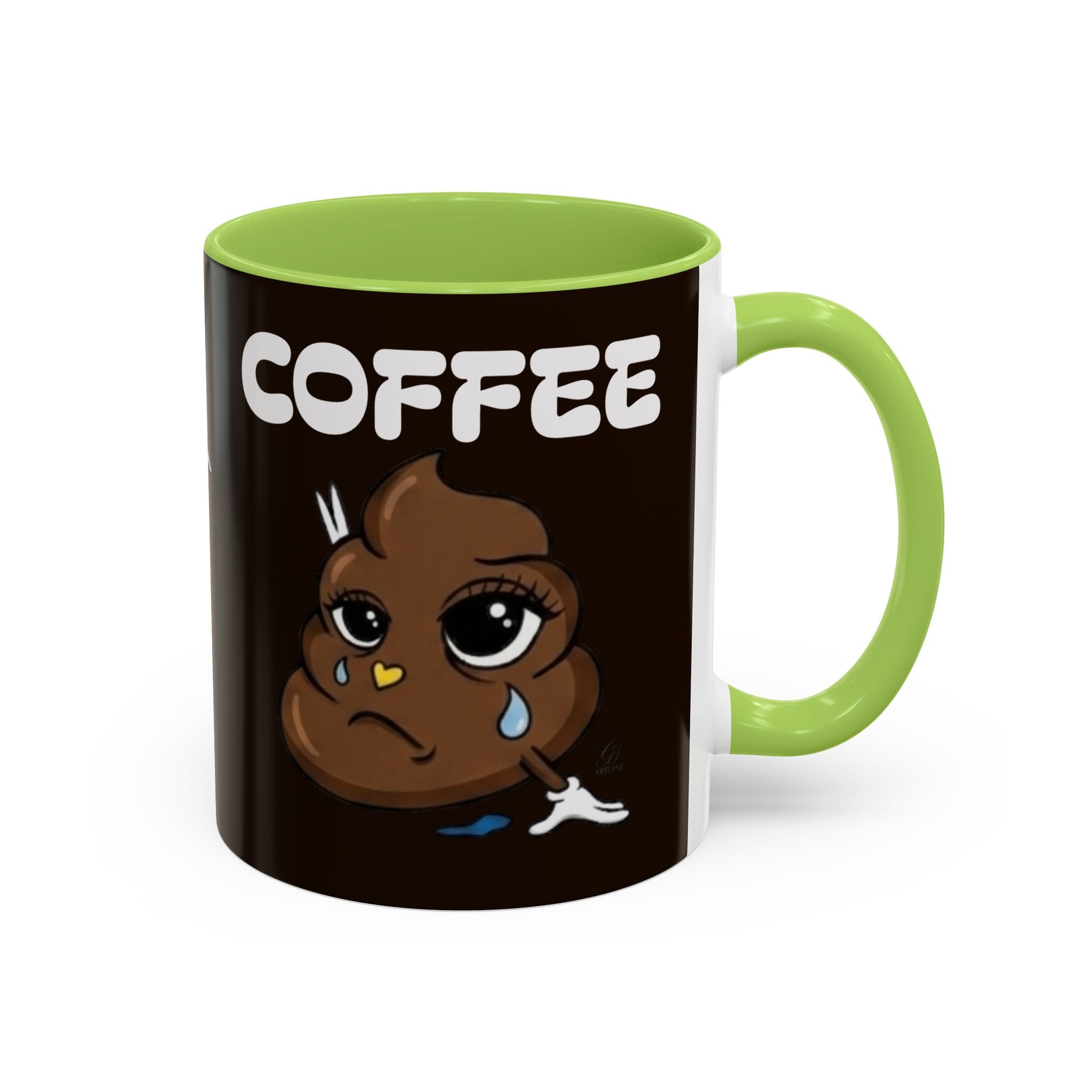 Coffee Mug — Cute Sad Poop Emoji with “COFFEE” Text Accent Mug by GT Artland