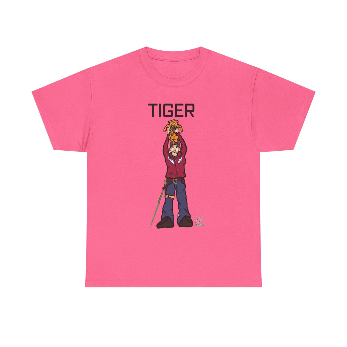 Tiger King T-Shirt | Character Holding Tiger Illustration by GT Artland