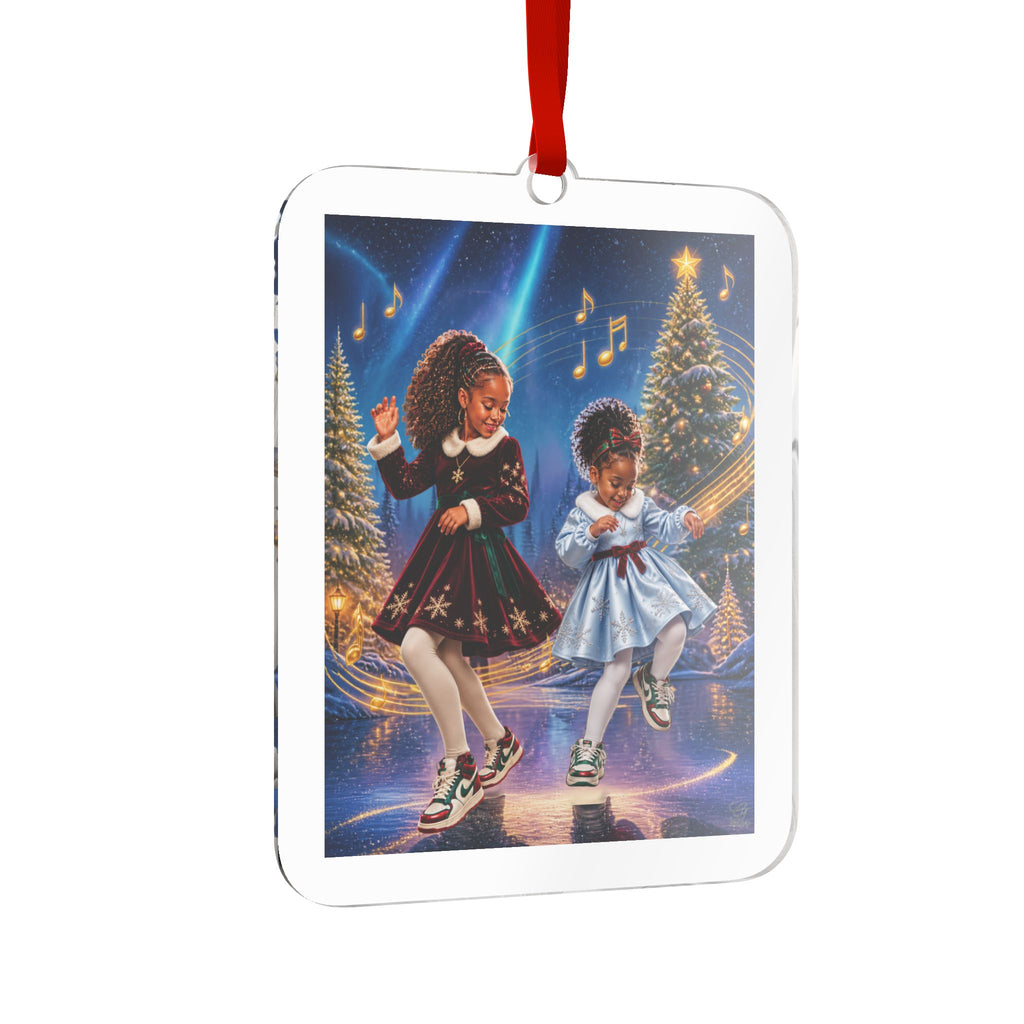 Dancing Sisters  in Dresses Christmas Acrylic Ornament