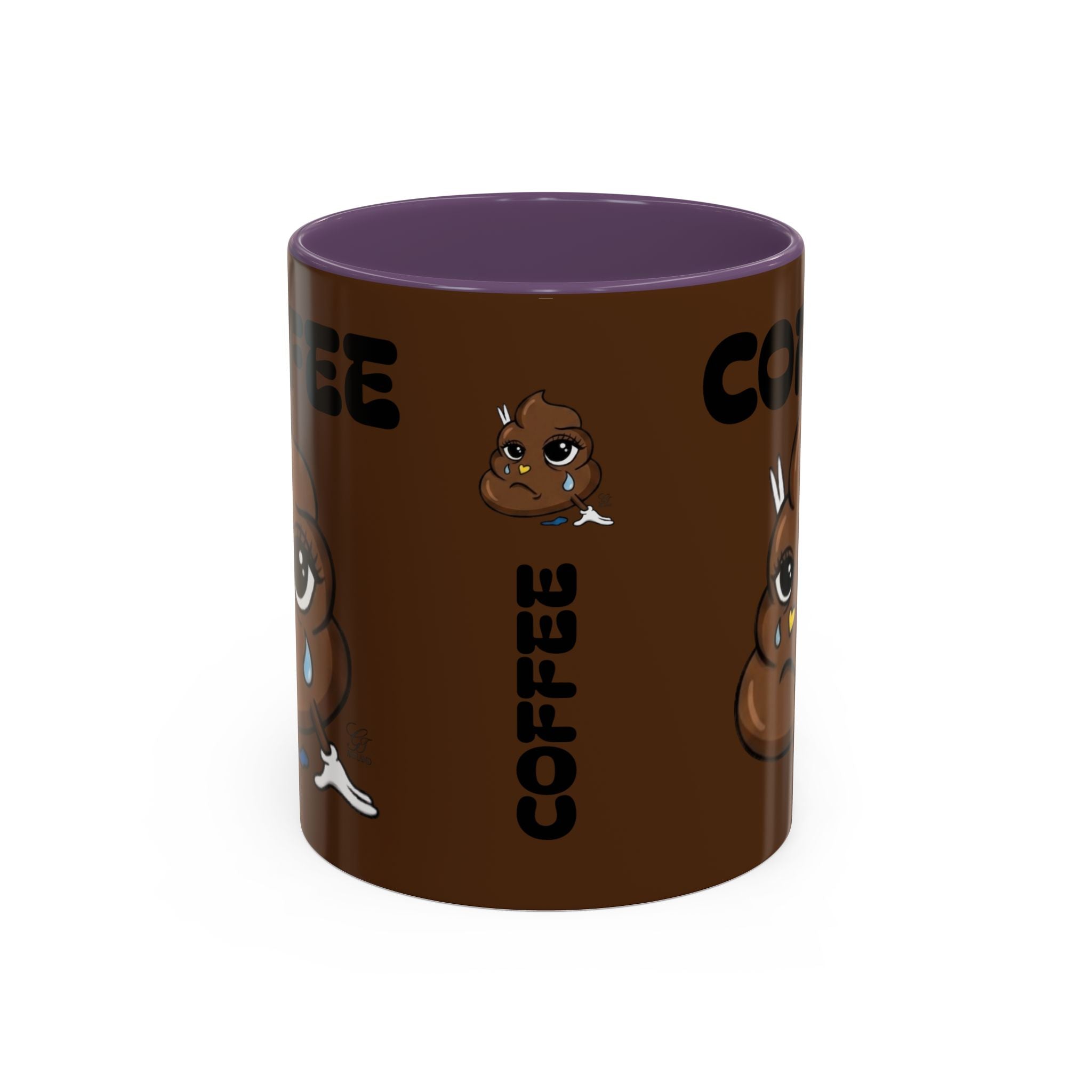 Coffee Mug — Cute Crying Poop Emoji 'COFFEE' Accent Ceramic Mug (11/15 oz) by GT Artland