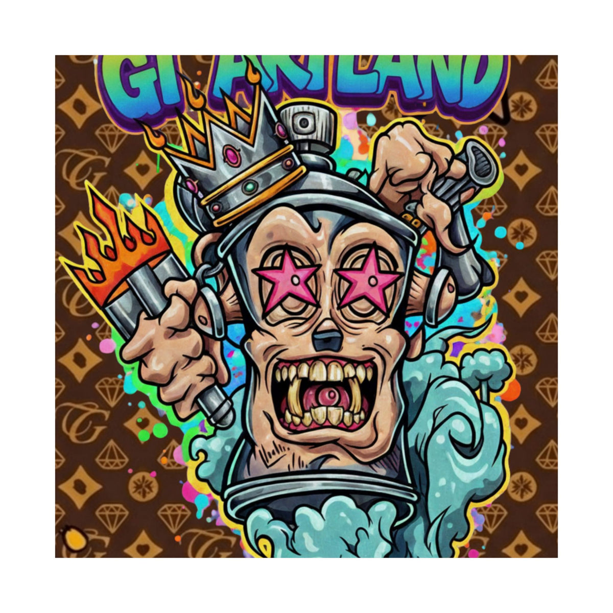 Graffiti King Skull Matte Vertical Poster | Urban Street Art, Colorful Illustration by GT Artland