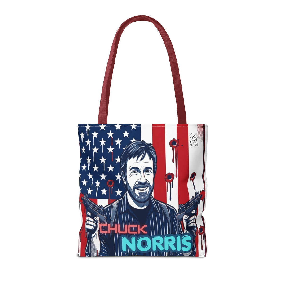 Patriotic Action Designer Edition Hero Tote Bag — 'Chuck Norris' Graphic by GT Artland
