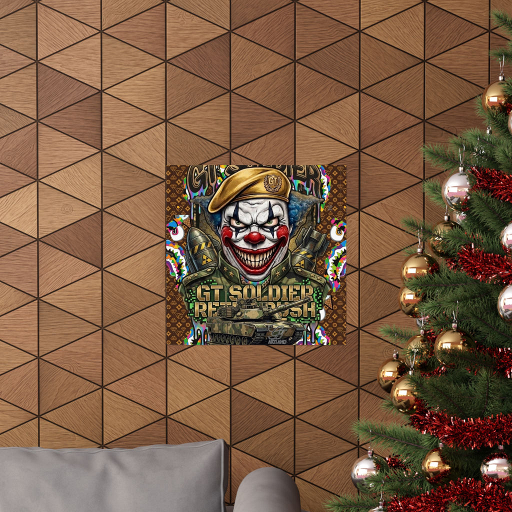 GT Soldier Clown Soldier | Military Tank Square Poster by GT Artland