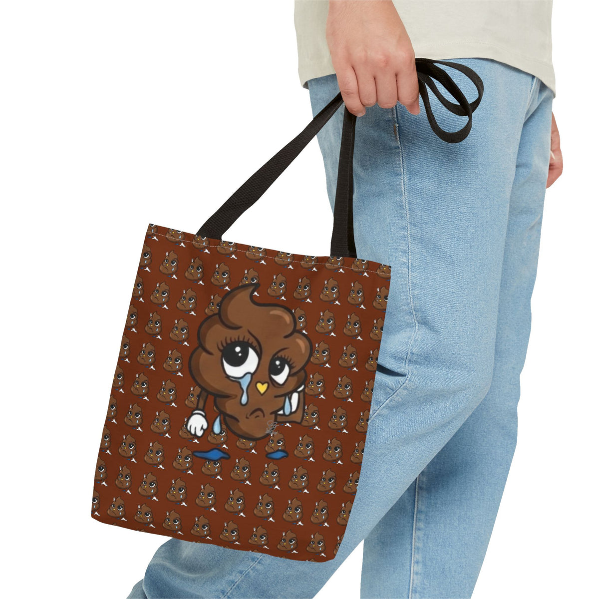 Glizzee Cute Poop Character Tote Bag | All Over Print Cartoon Pattern by GT Artland