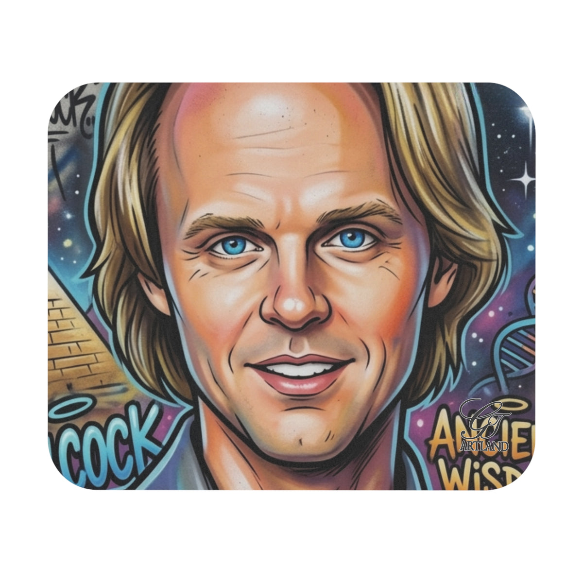 David Wilcock Portrait Mouse Pad | Colorful Caricature Artwork by GT Artland