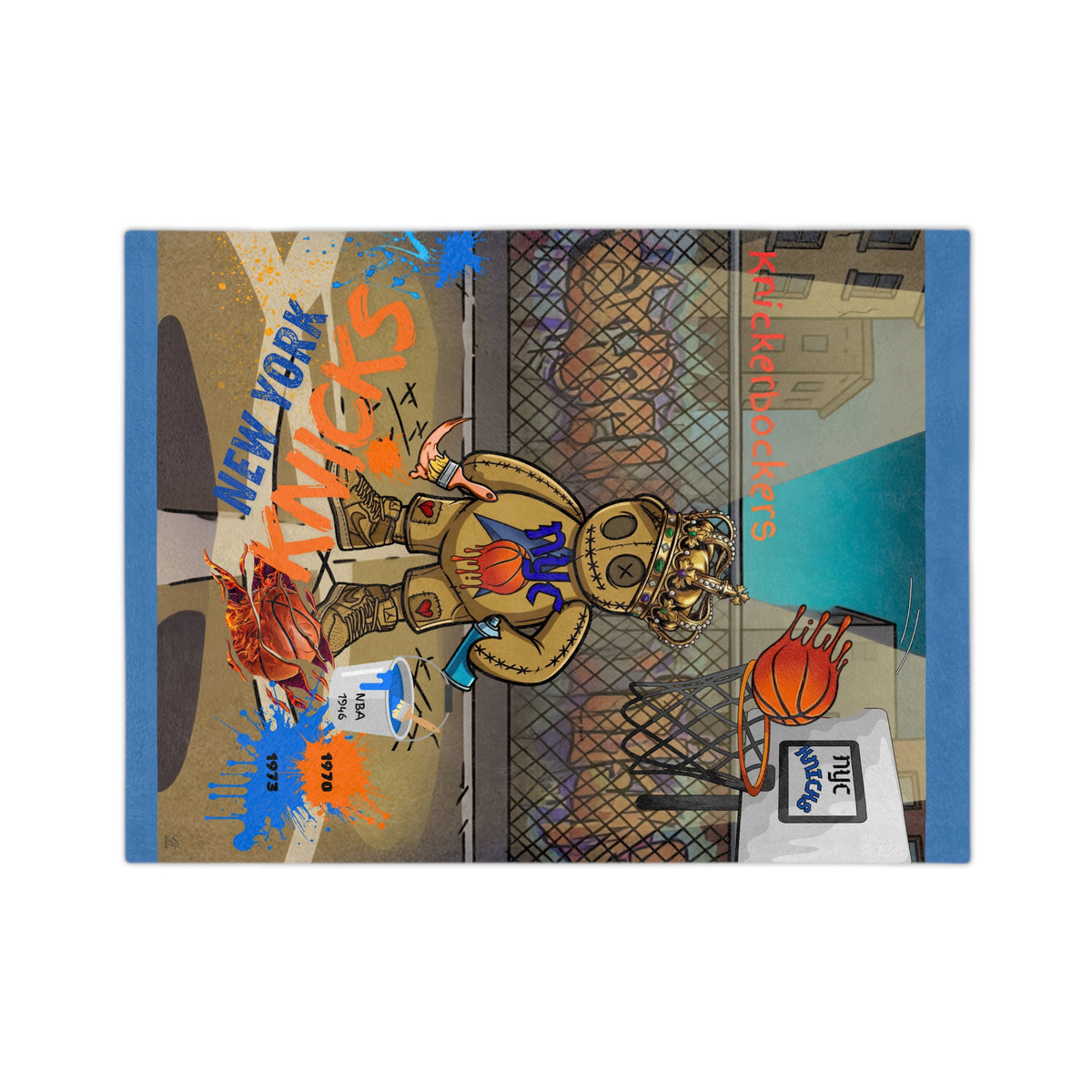Graffiti Air Brushing New York Basketball Teddy Blanket by GT Artland