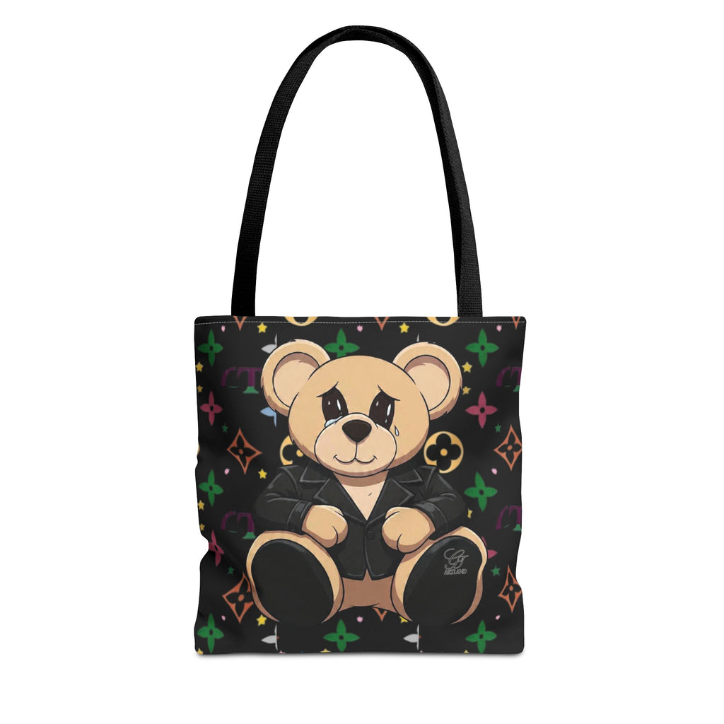 Elite Black Urban Designer Teddy Bear Monogram Tote Bag by GT Artland